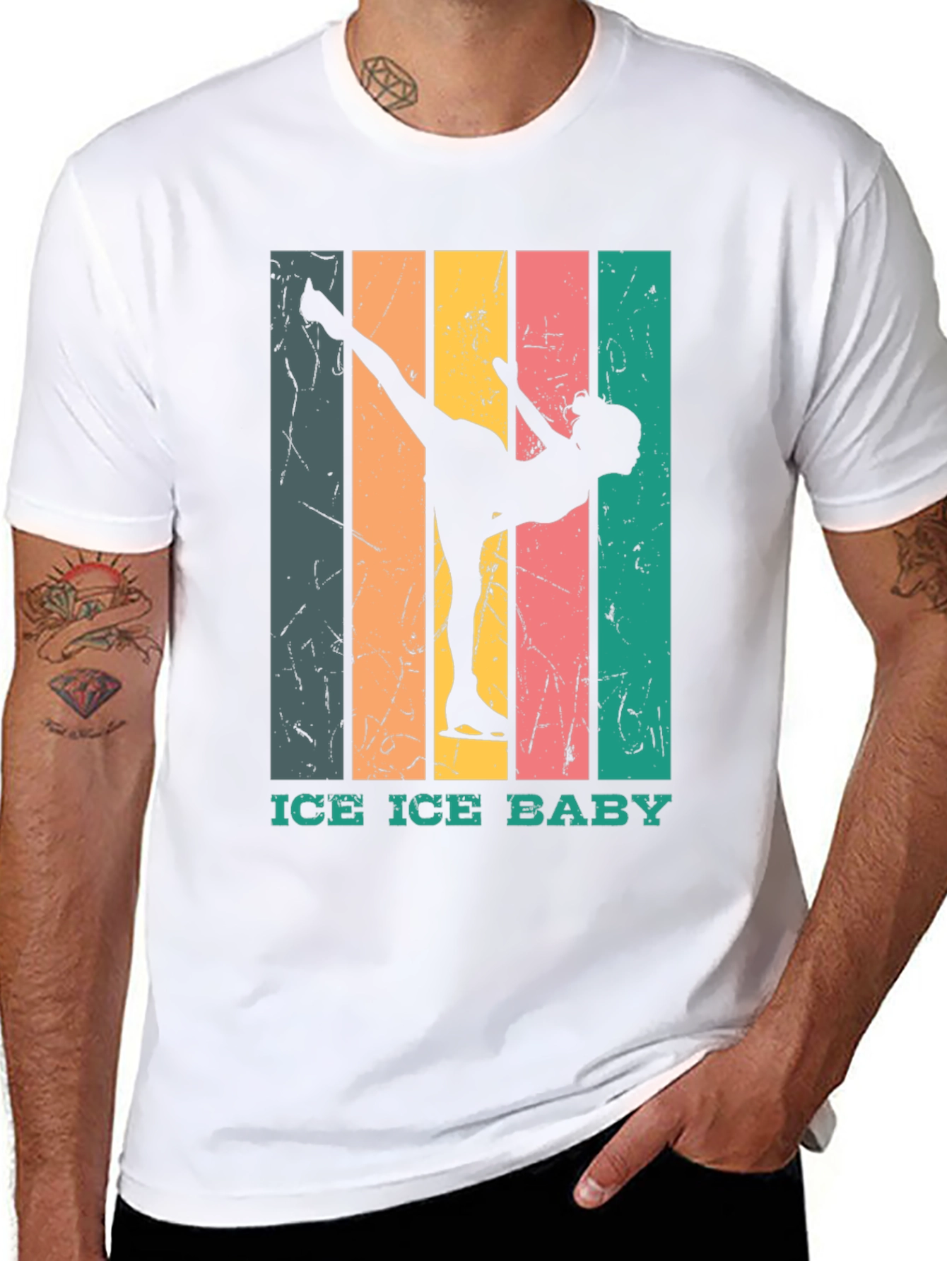 Black Retro Ice Skating T-Shirt - "Ice Ice Baby" Design view 8