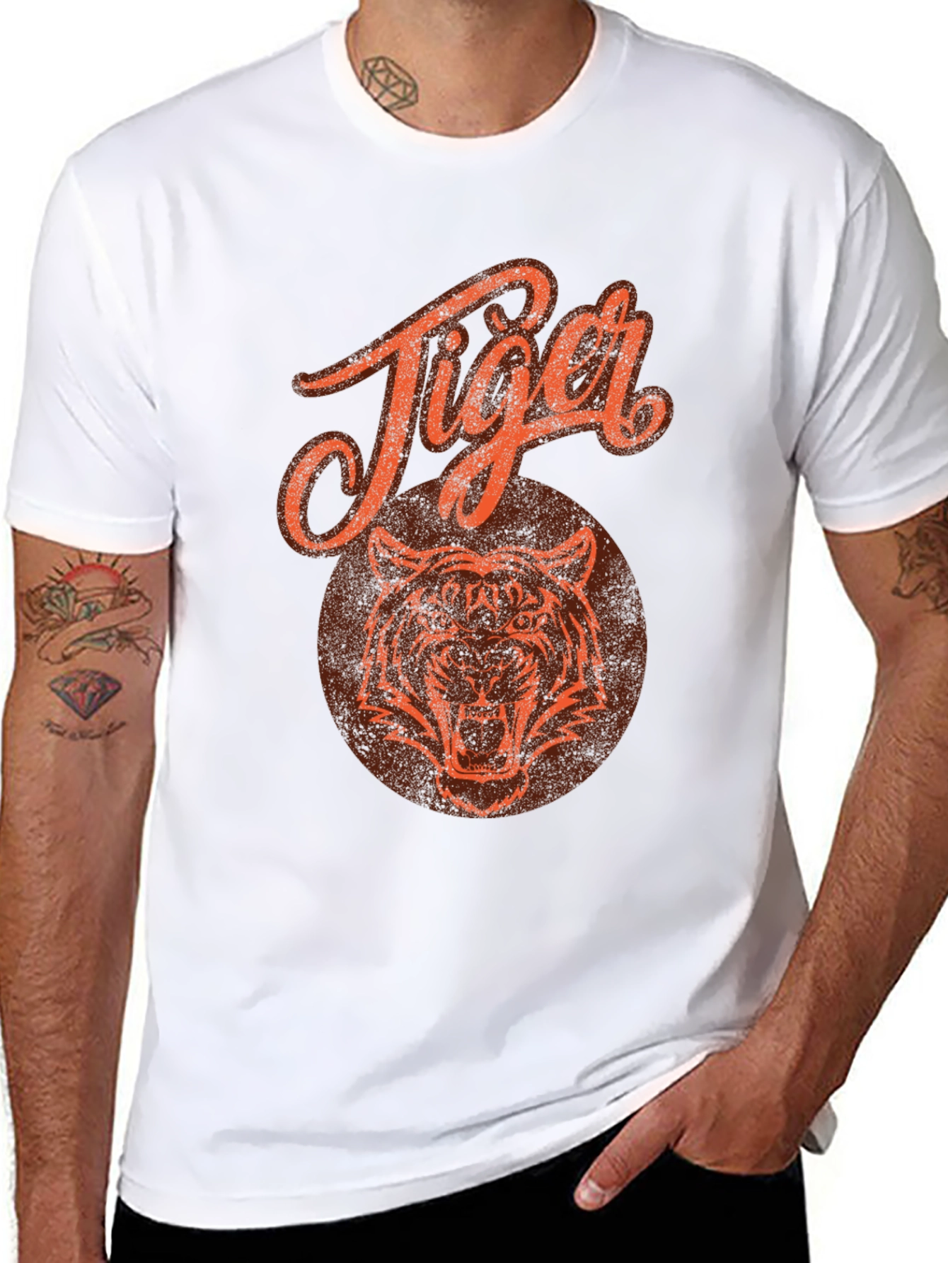 Black Tiger Graphic Print Black T-Shirt view 8