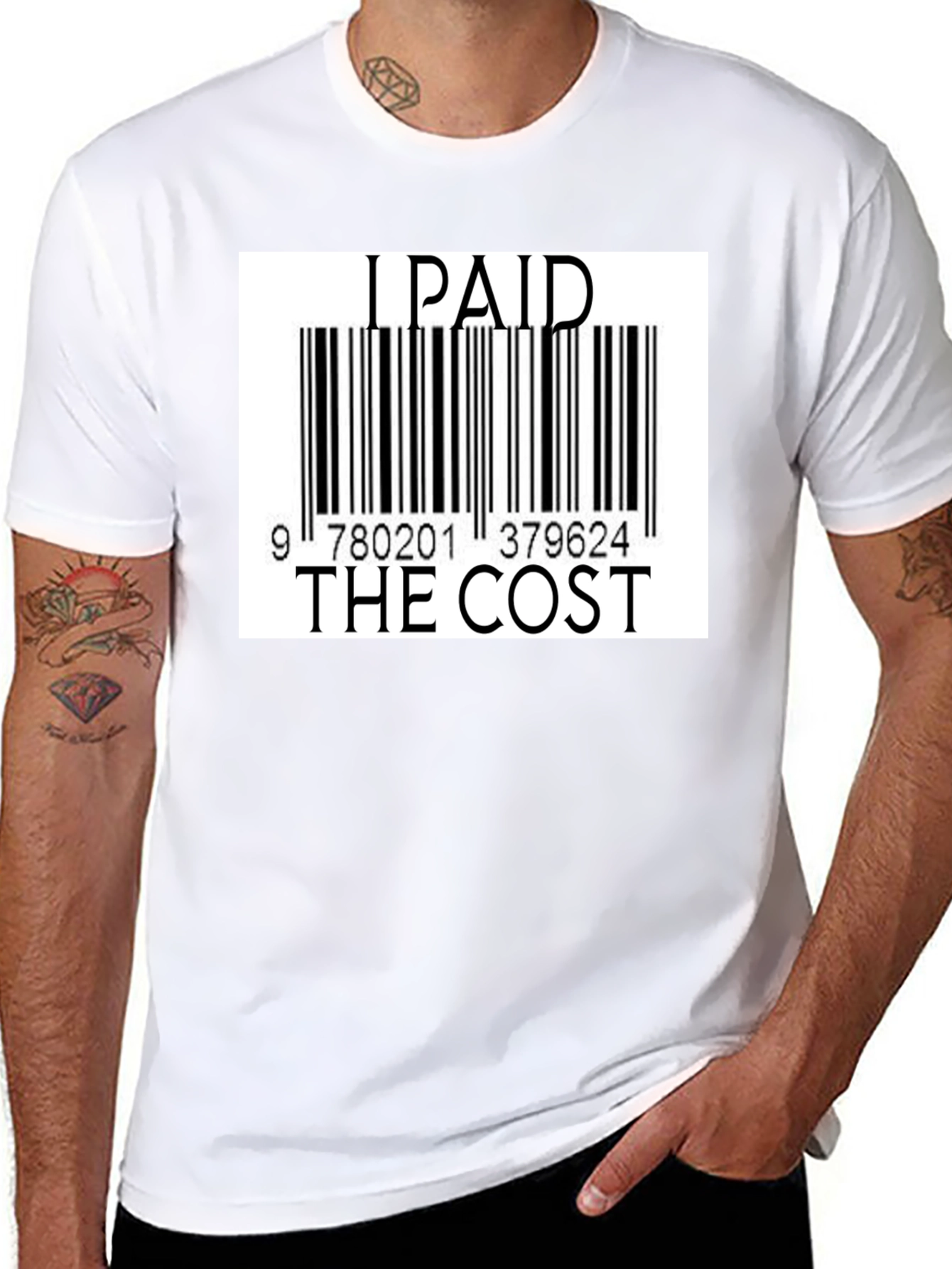 Black I Paid The Cost Barcode T-Shirt - Black view 8