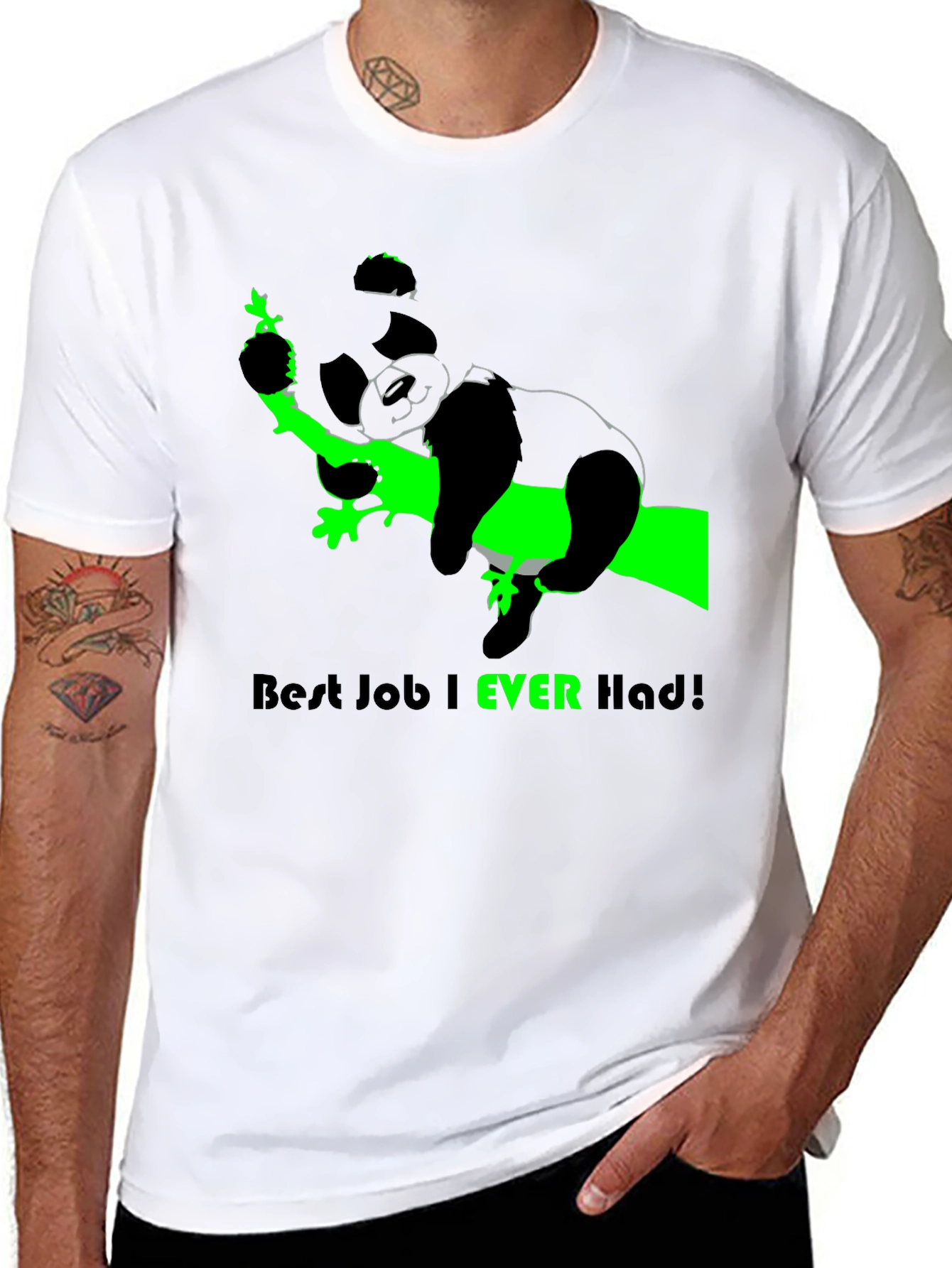 Black Best Job Ever T-Shirt - Relaxed Panda Design view 8
