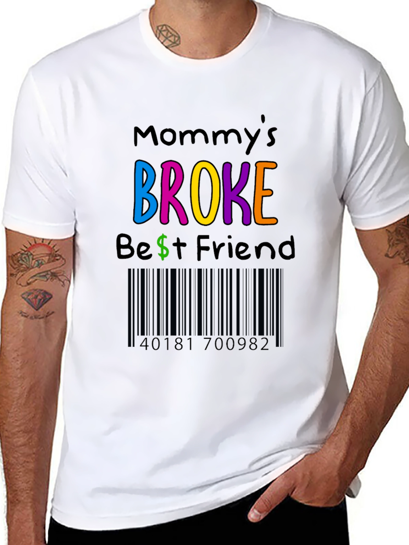 Black Mommy's Broke Best Friend Novelty T-Shirt view 8