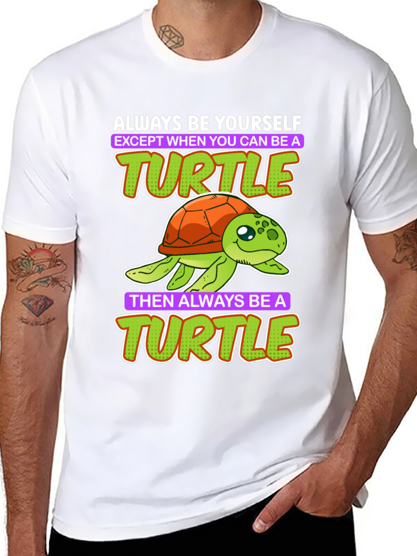 Black Funny Turtle T-Shirt - Always Be Yourself view 8