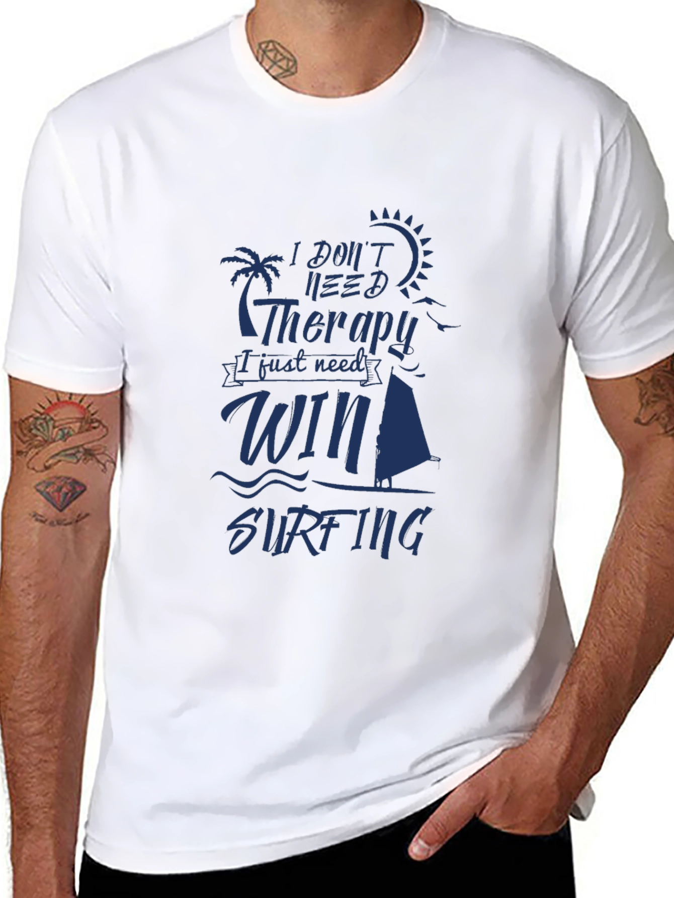 Black Windsurfing Therapy Tee - Black Cotton T-Shirt view 8