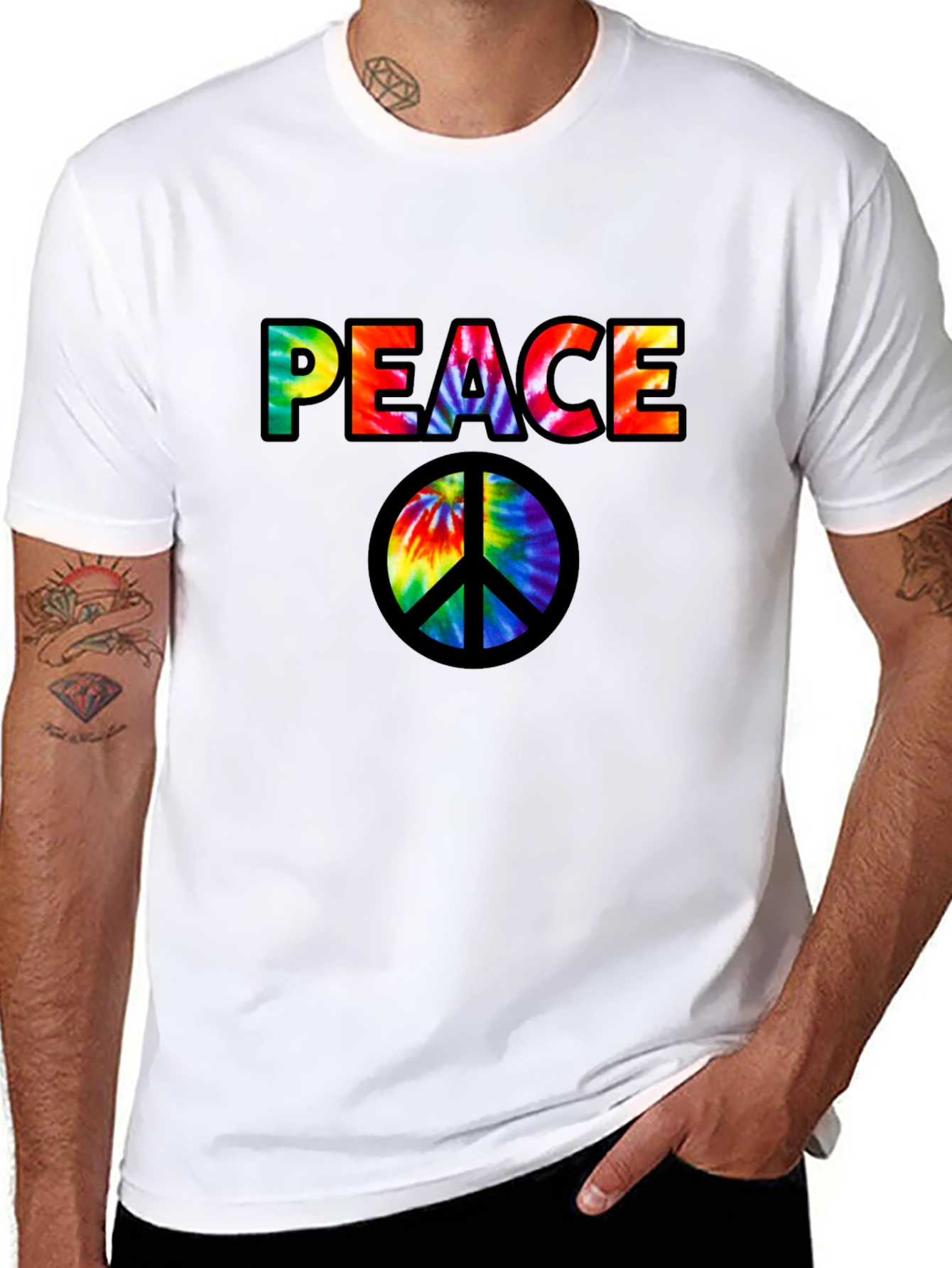 Black Peace Tie Dye Graphic T-Shirt - Mens view 8