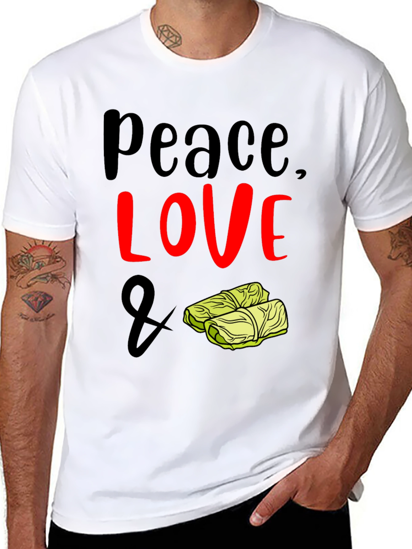 Black Peace, Love & Cabbage Roll T-Shirt view 8