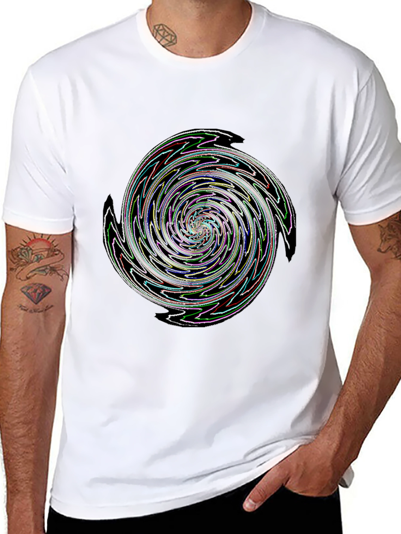 Black Swirl Graphic Tee - Men's Black T-Shirt view 8