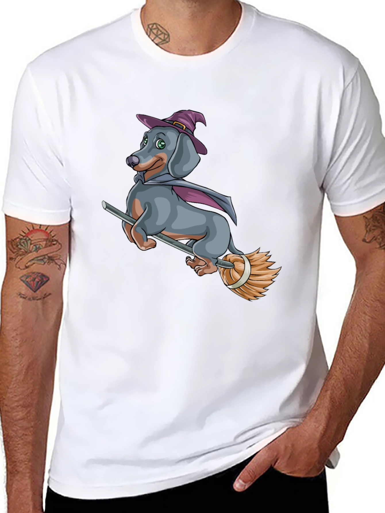 Black Witch Dachshund T-Shirt - Halloween Dog Tee view 8