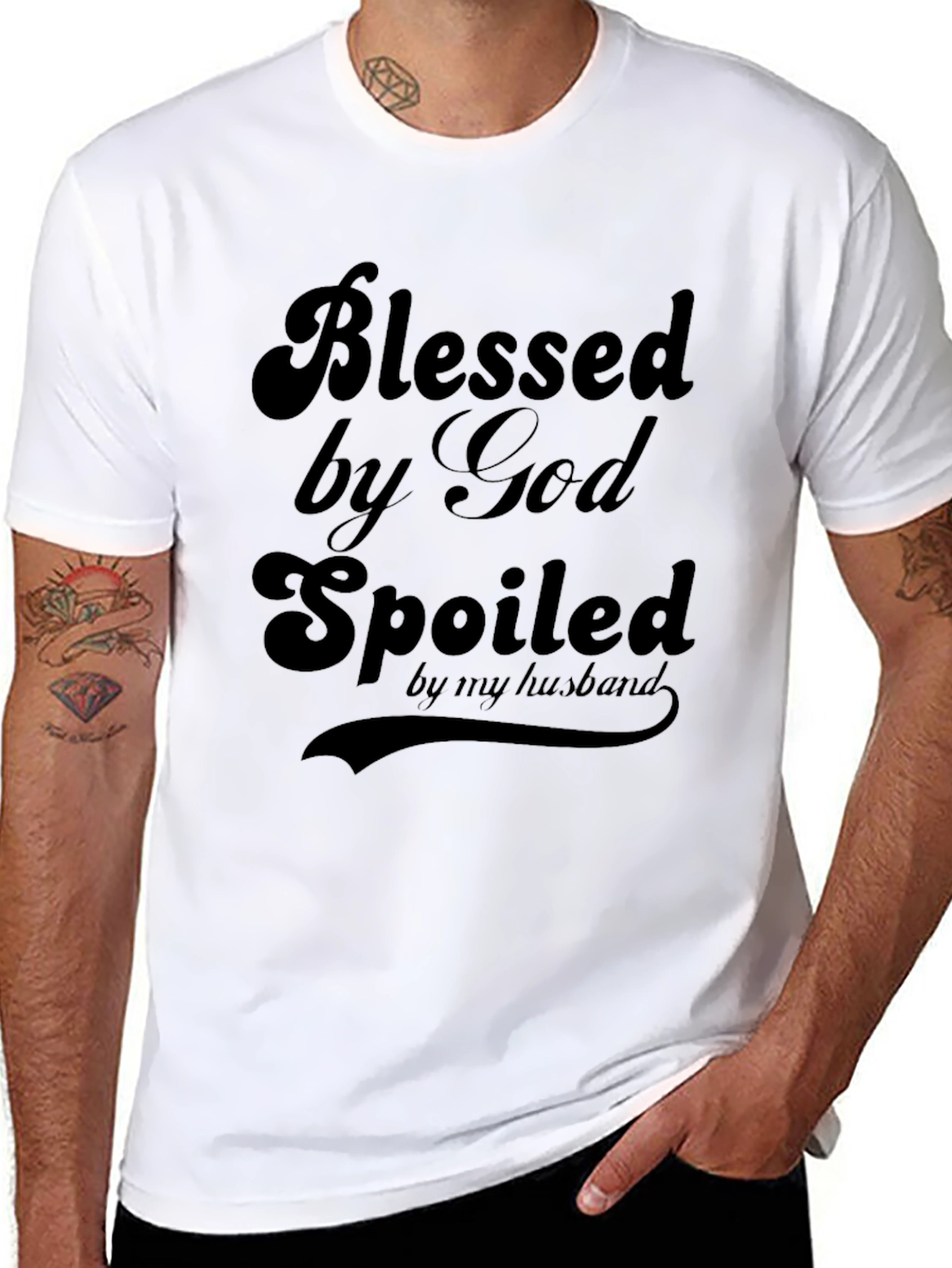 Blessed By God, Spoiled By My Husband - Graphic Tee - 8