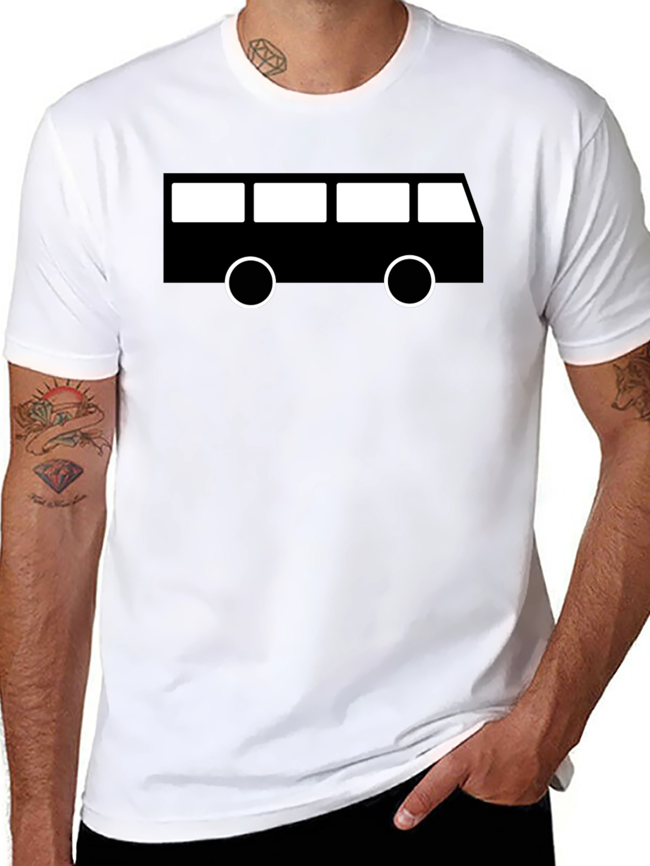 Black Retro Bus Graphic Tee - Black view 8