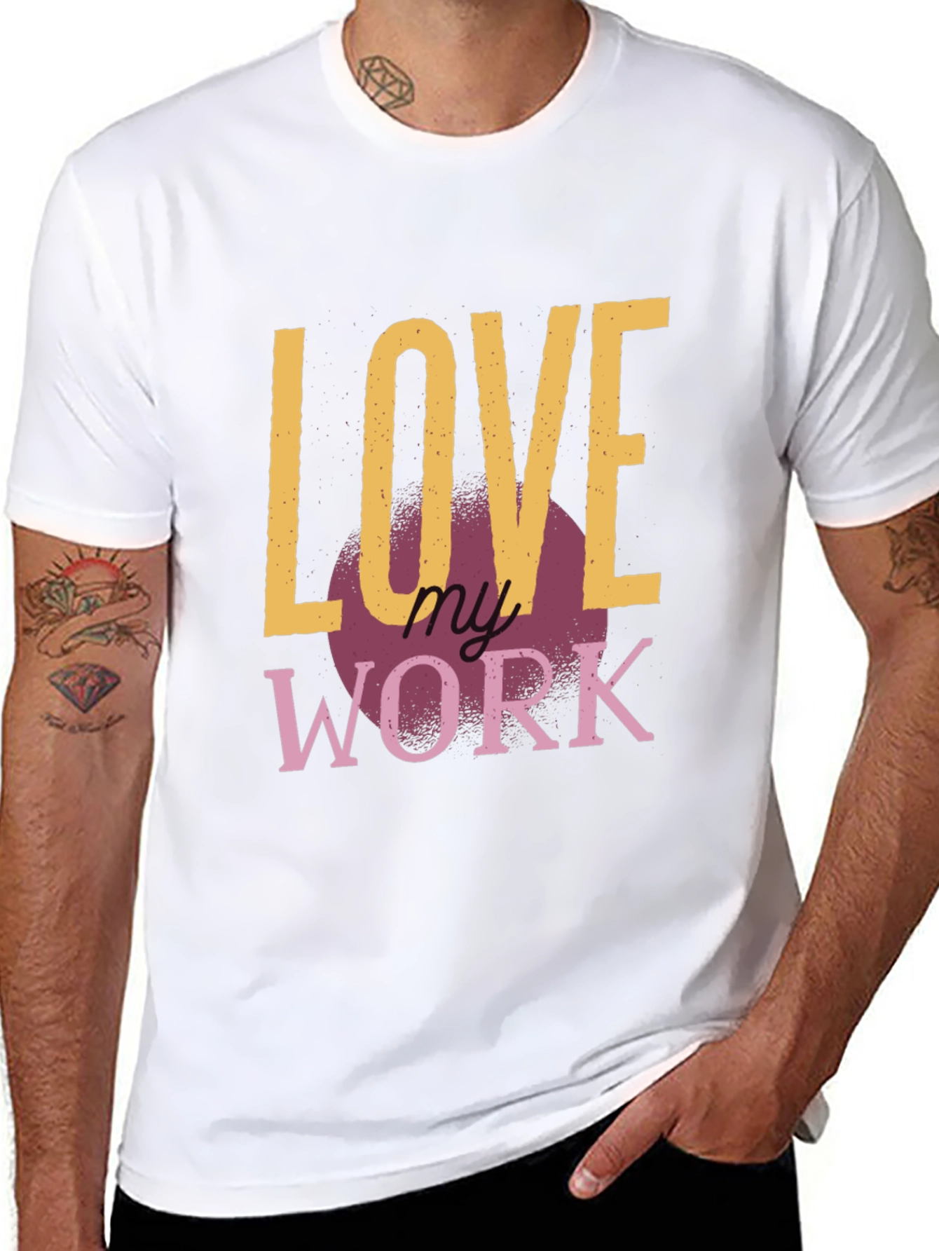 Black Love My Work Graphic Tee - Black Cotton T-Shirt view 8