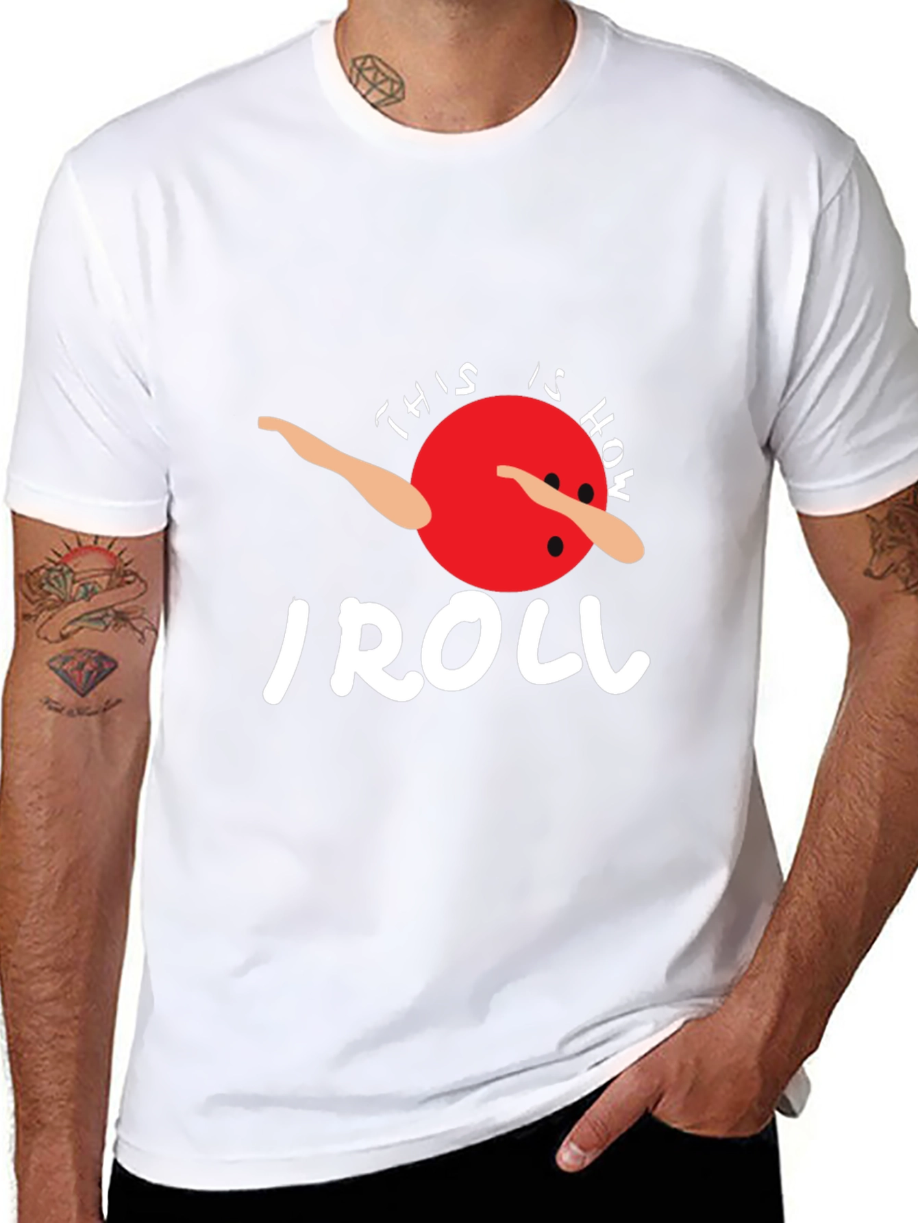 Black This is How I Roll T-Shirt - Bowling Ball Dab Tee view 8