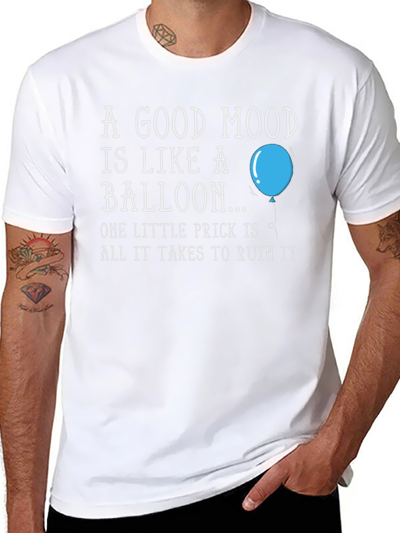 Black Good Mood Balloon Graphic T-Shirt - Funny Humor Tee view 8