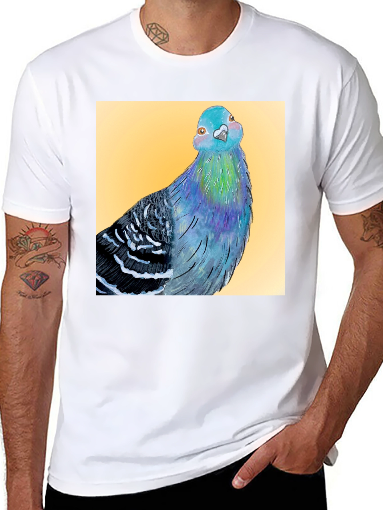 Black Pigeon Graphic T-Shirt - Unique Bird Art Tee view 8