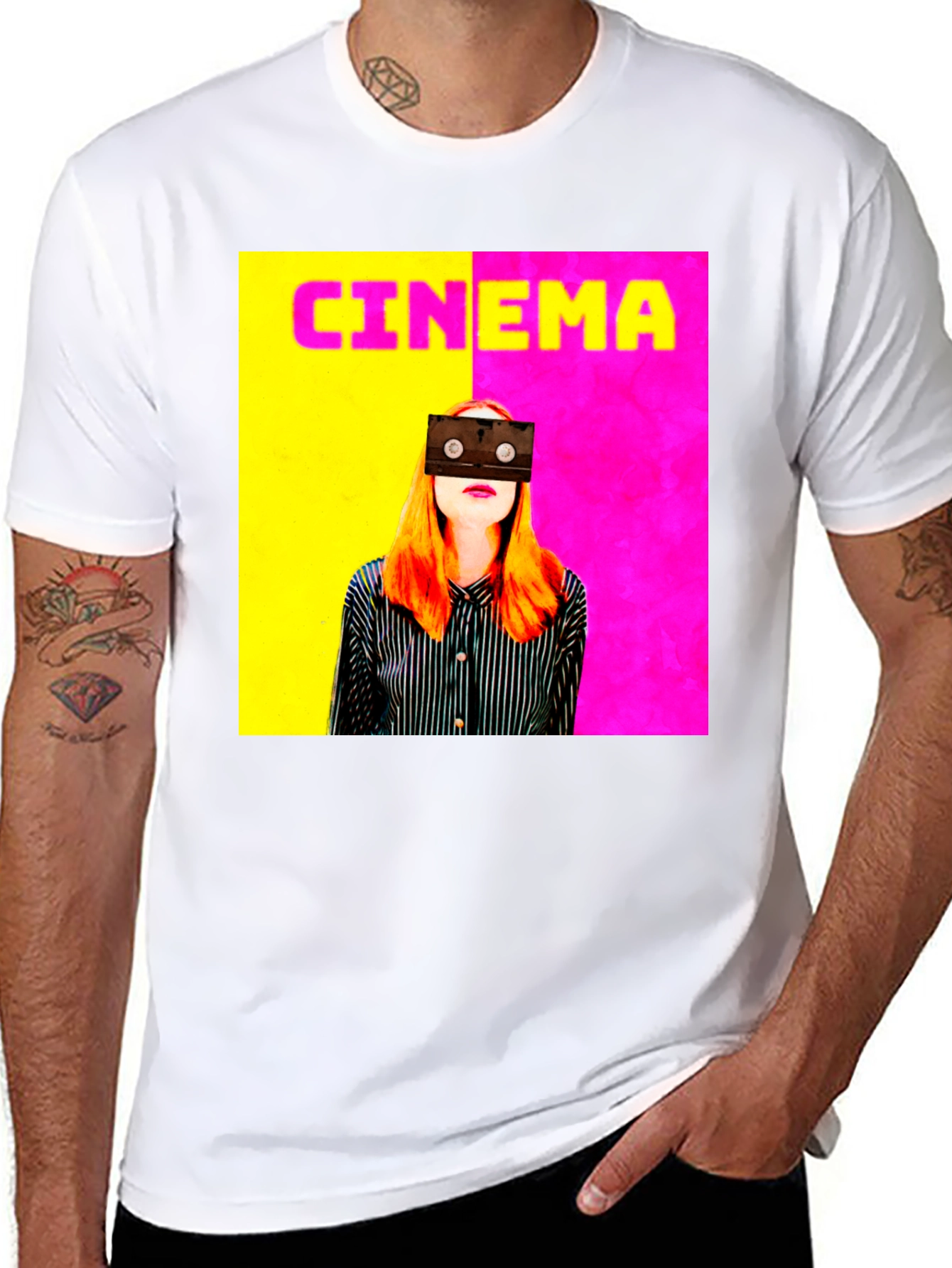 Black Cinema Graphic Tee - Retro Film T-Shirt view 8