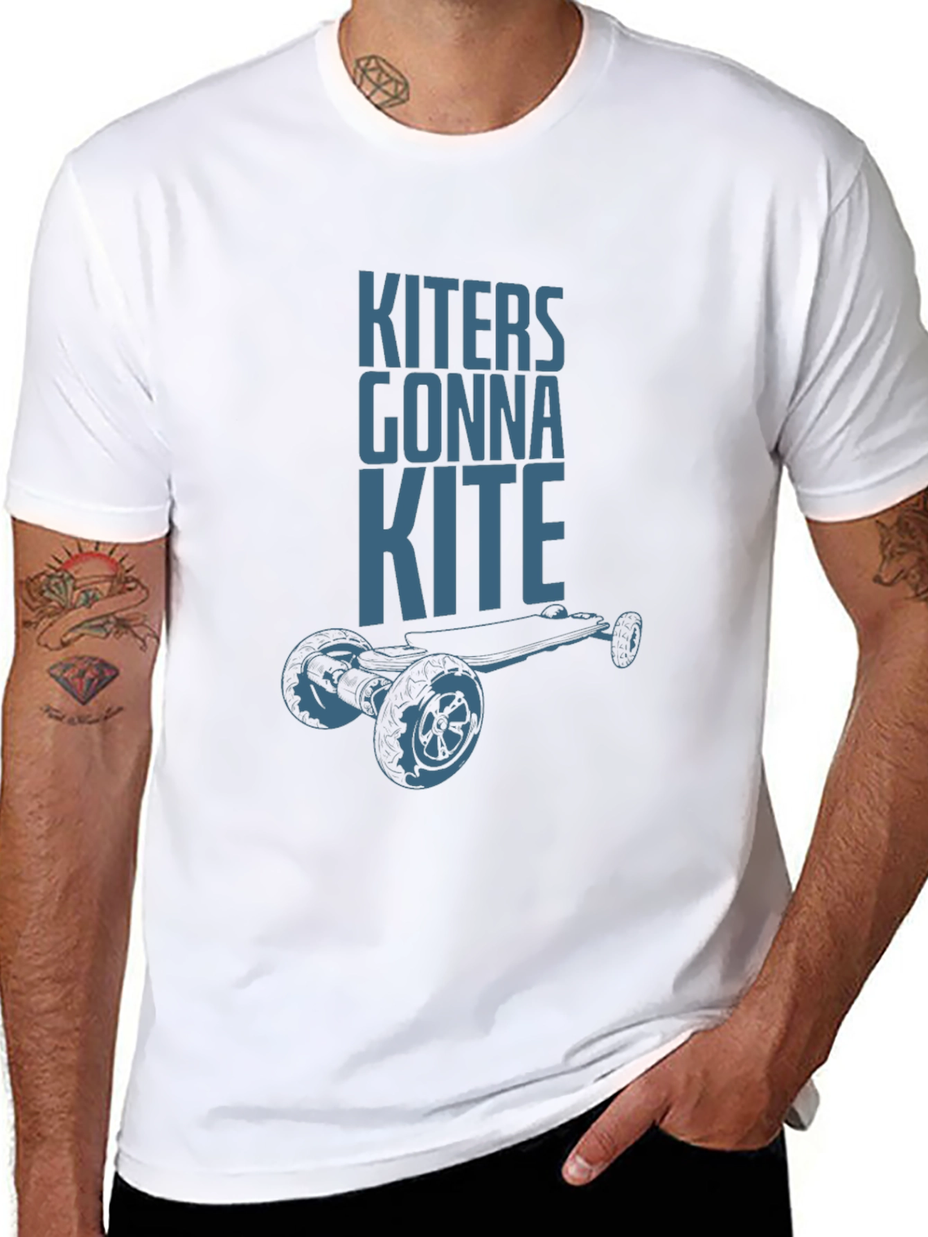 Black Kiteboarder Graphic Tee - "Kiters Gonna Kite" Black T-Shirt view 8