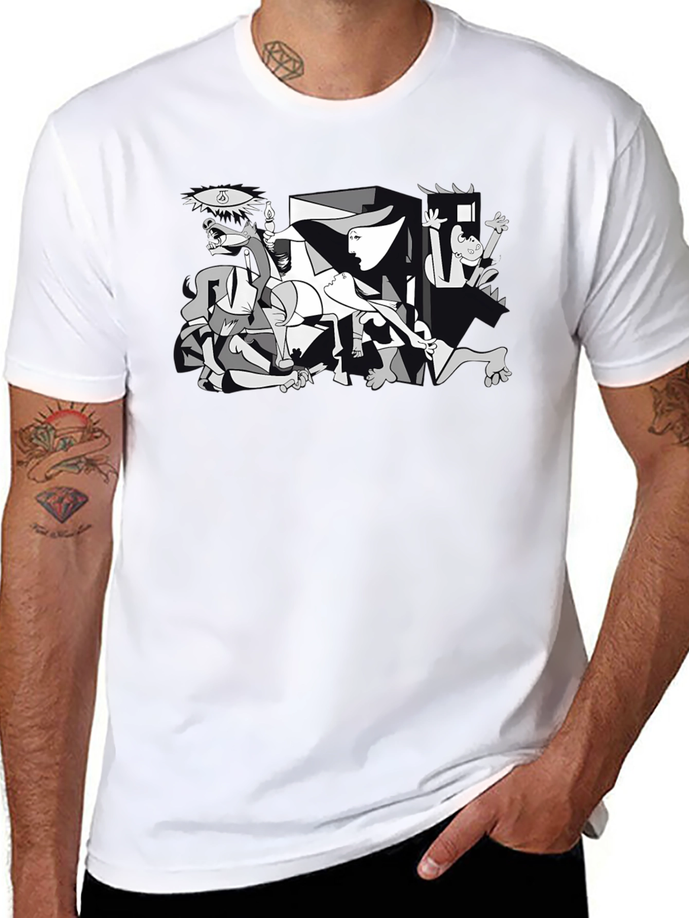 Black Guernica Style Graphic T-Shirt - Black view 8