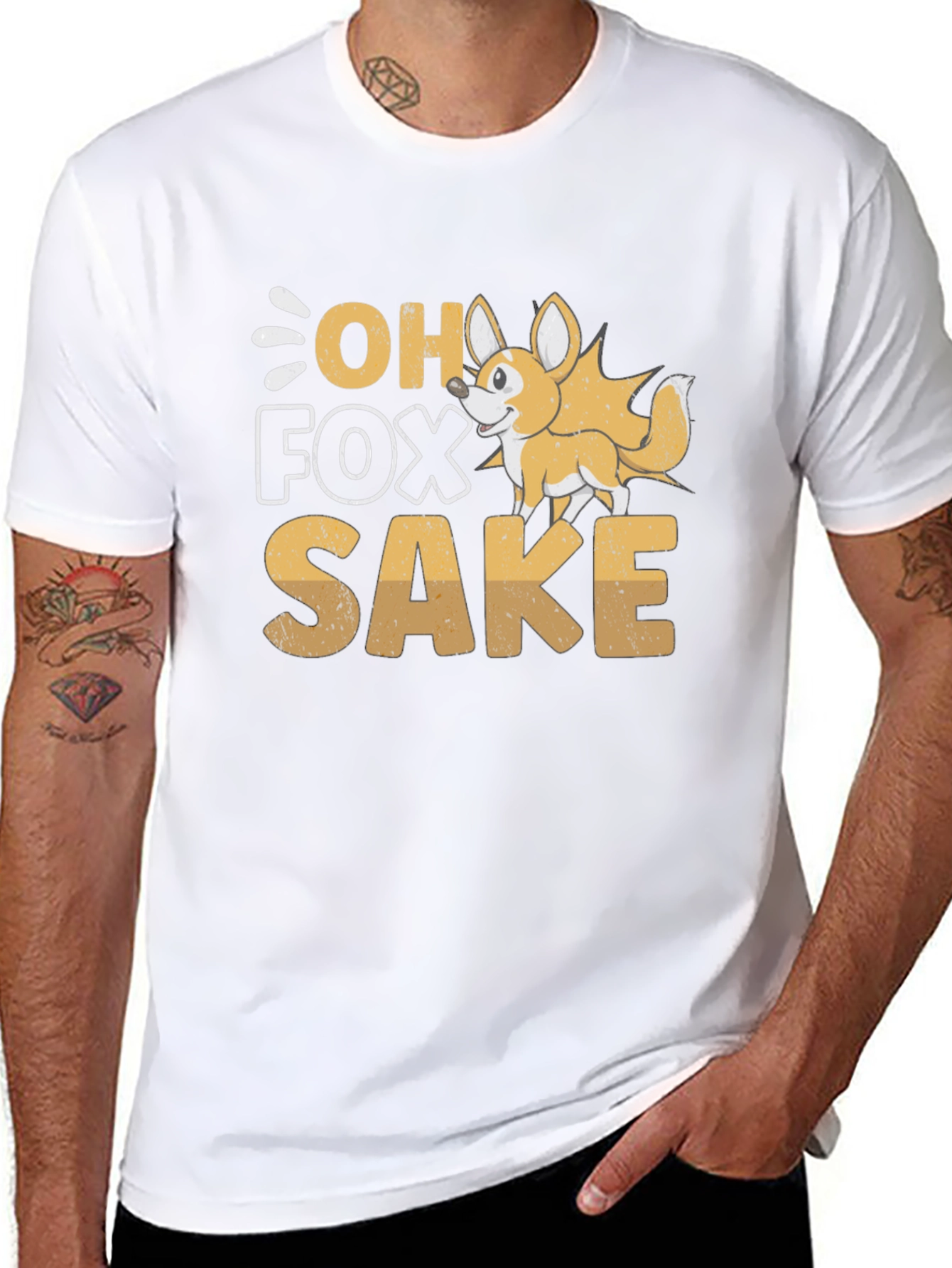 Black Oh Fox Sake Funny T-Shirt view 8