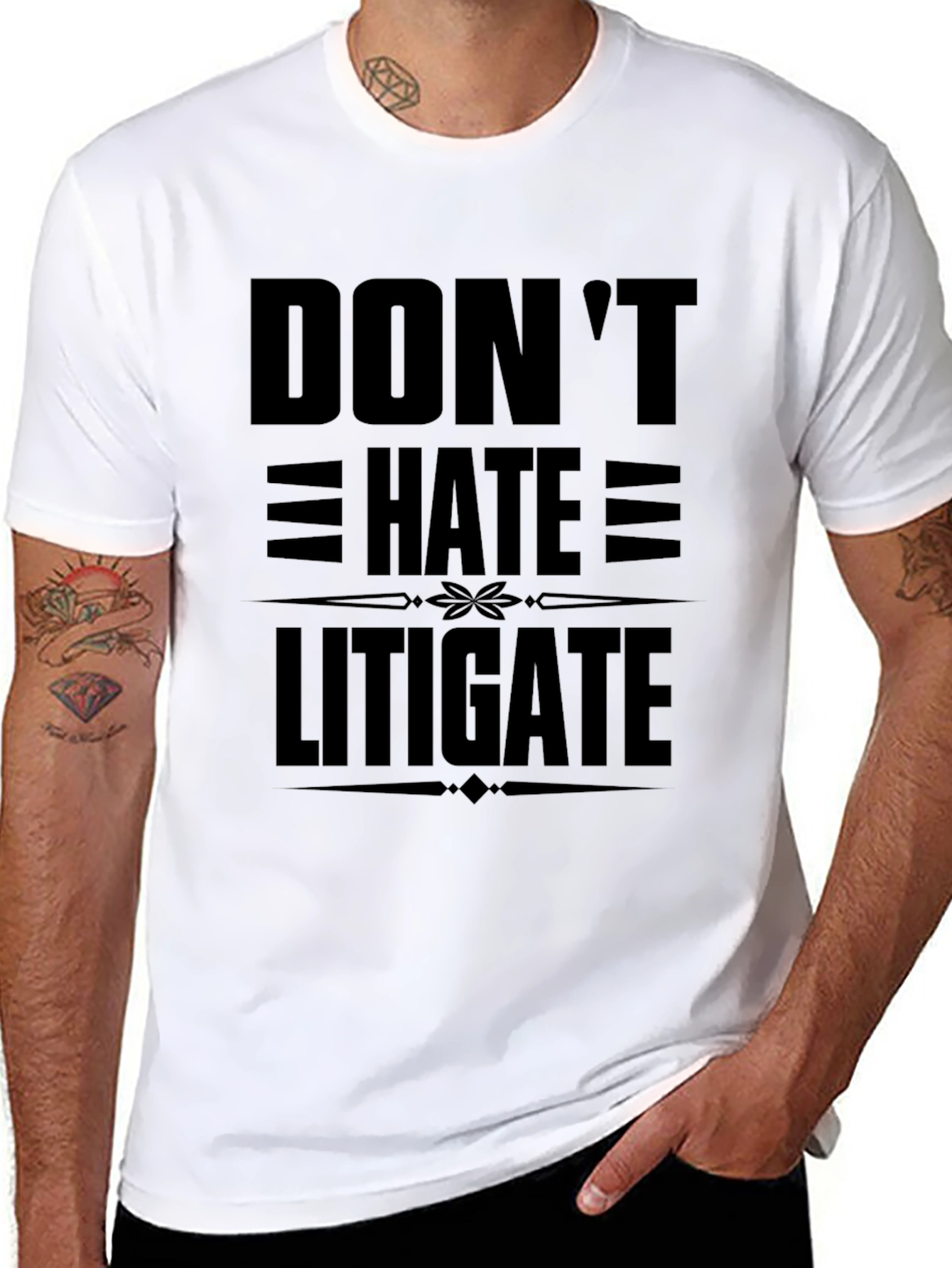 Black Don't Hate Litigate Black Graphic Tee view 8