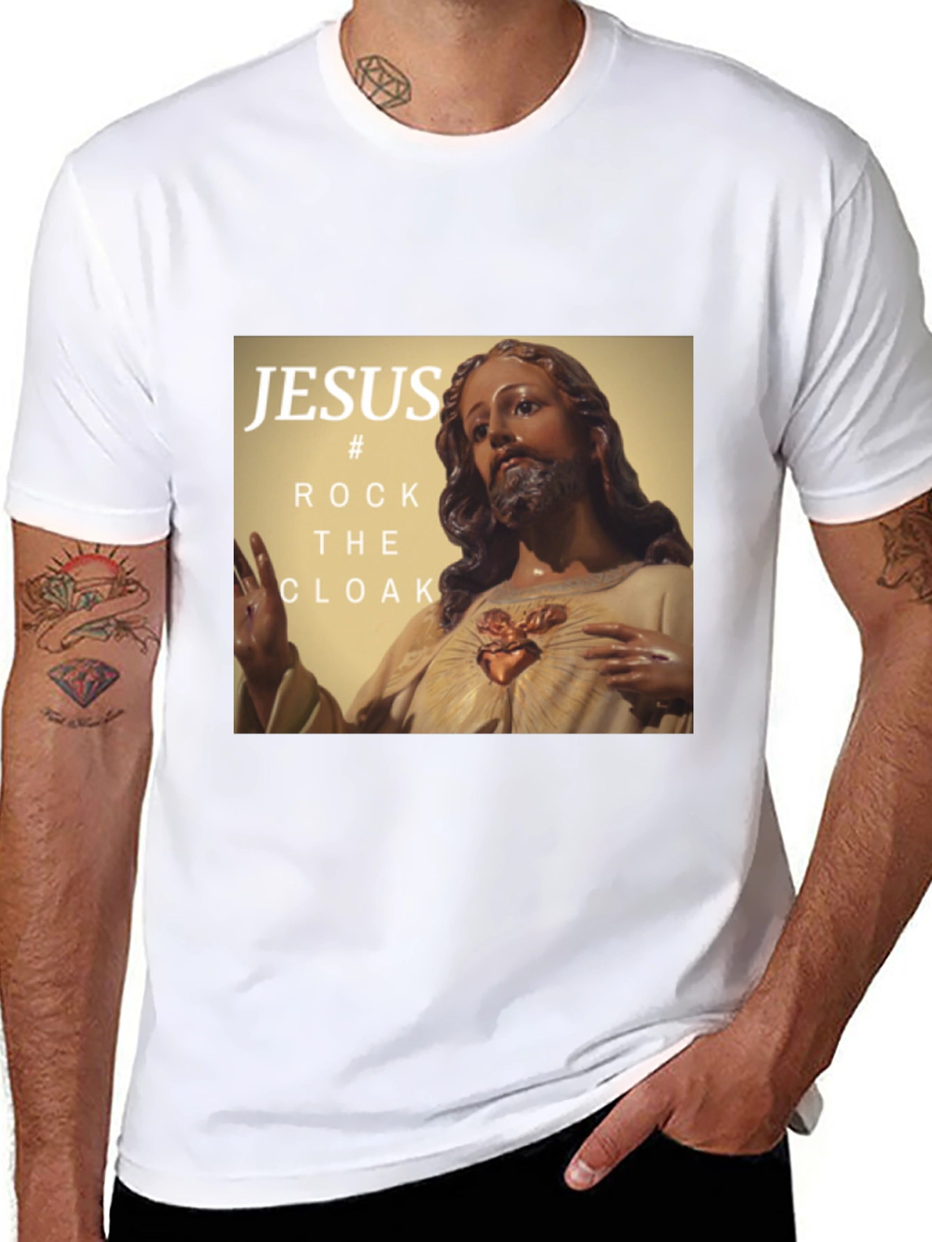 Black Jesus Rock the Cloak Graphic T-Shirt view 8
