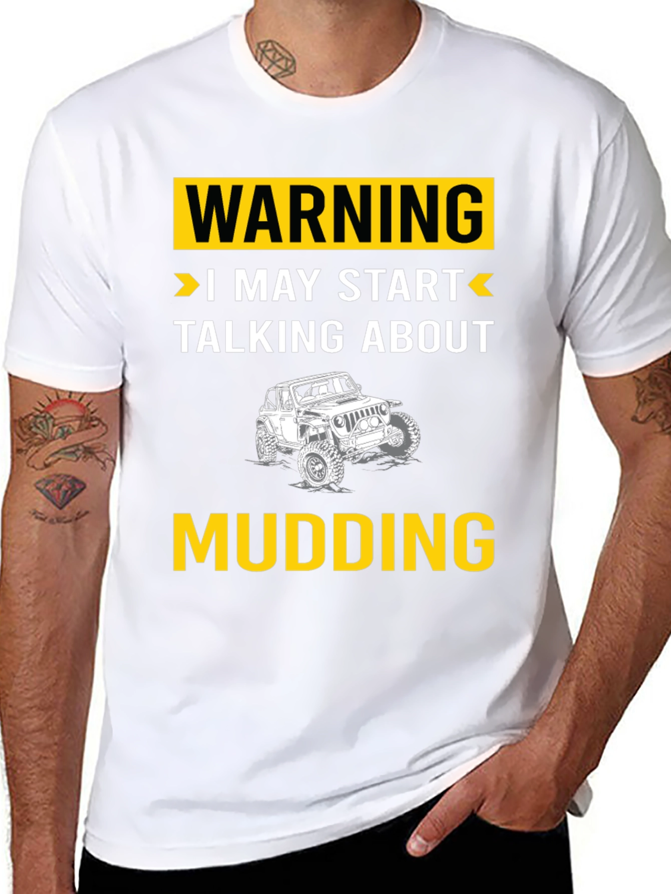 Black Warning I May Start Talking About Mudding T-Shirt view 8
