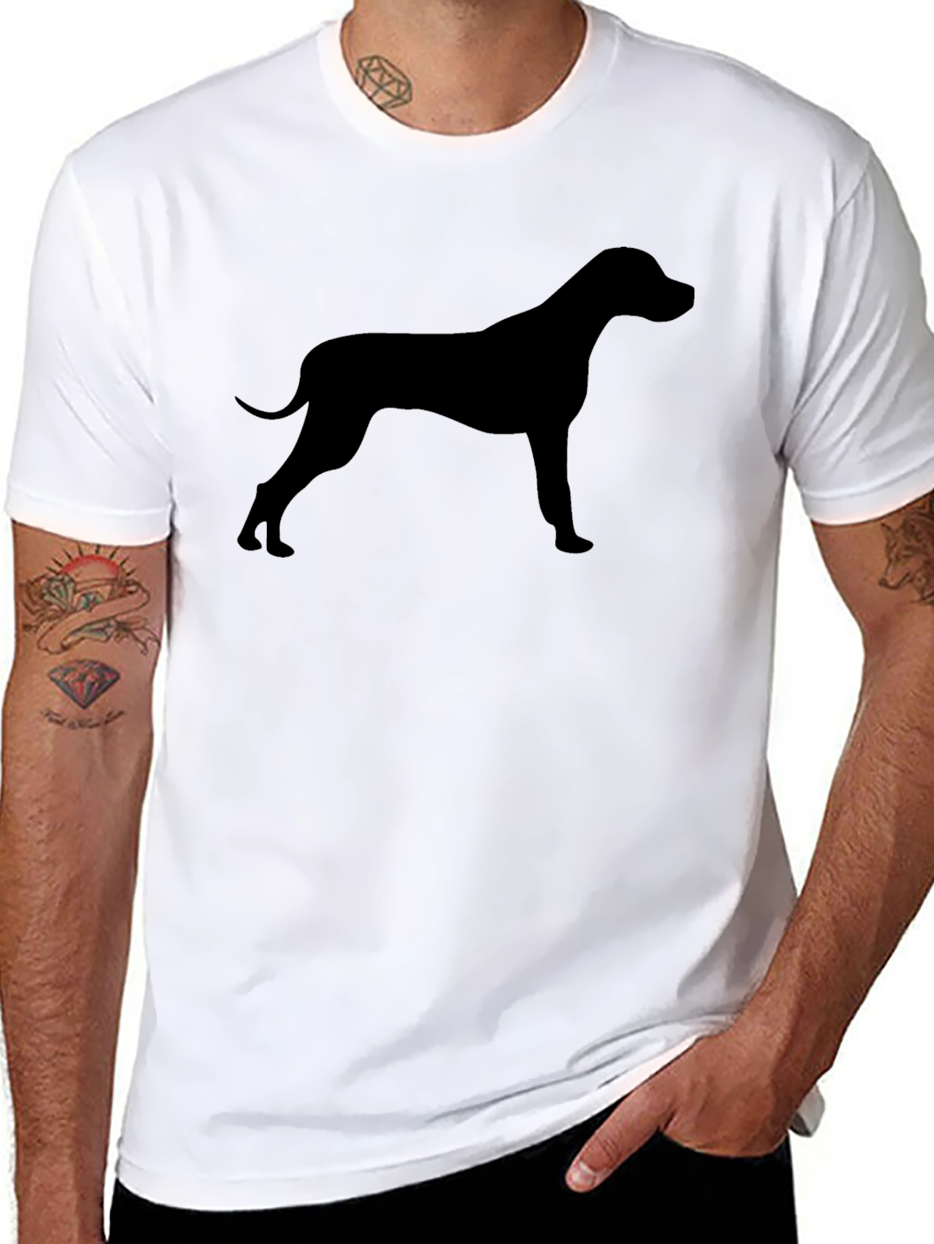 Black Dog Silhouette Black T-Shirt view 8
