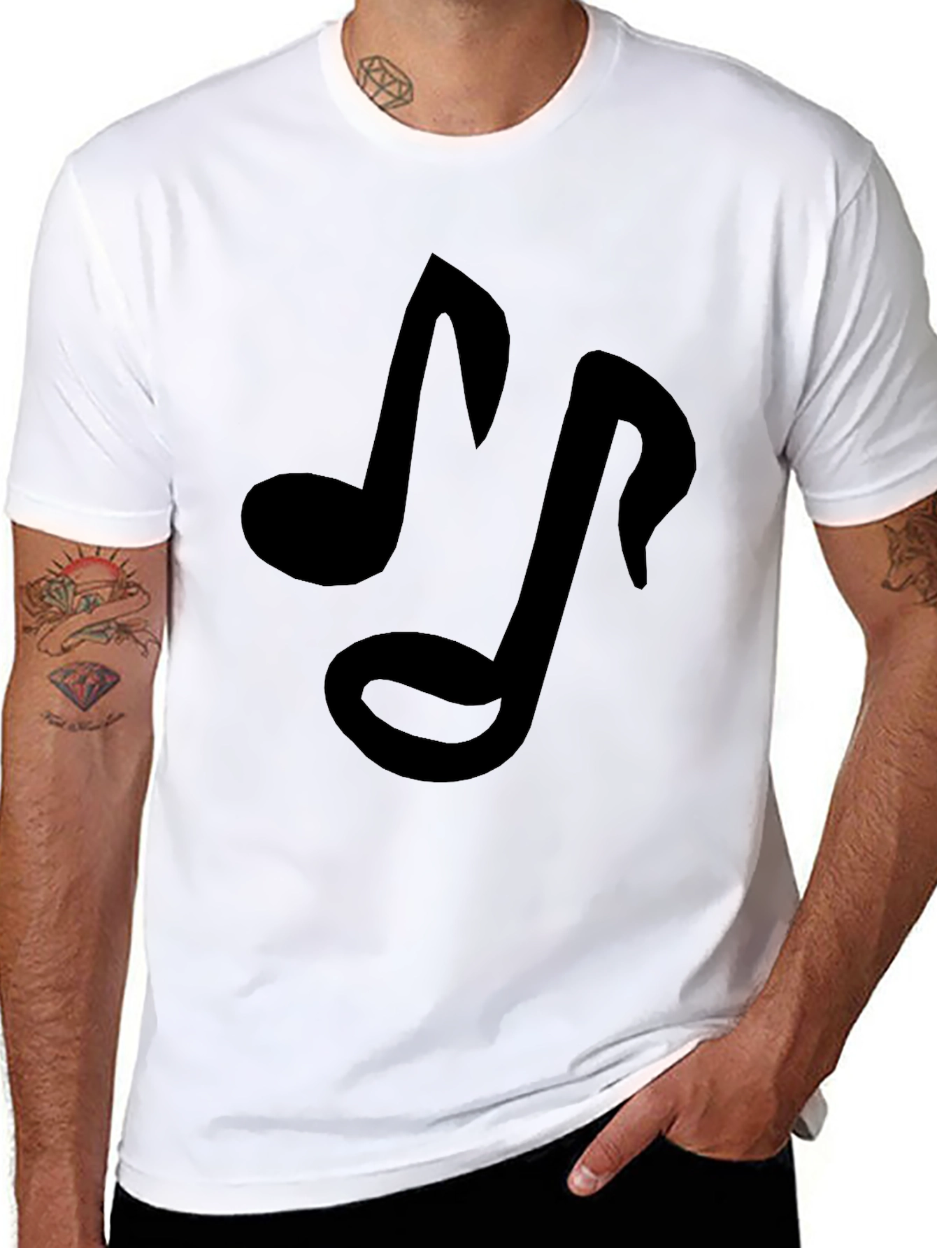 Black Musical Note Black T-Shirt view 8