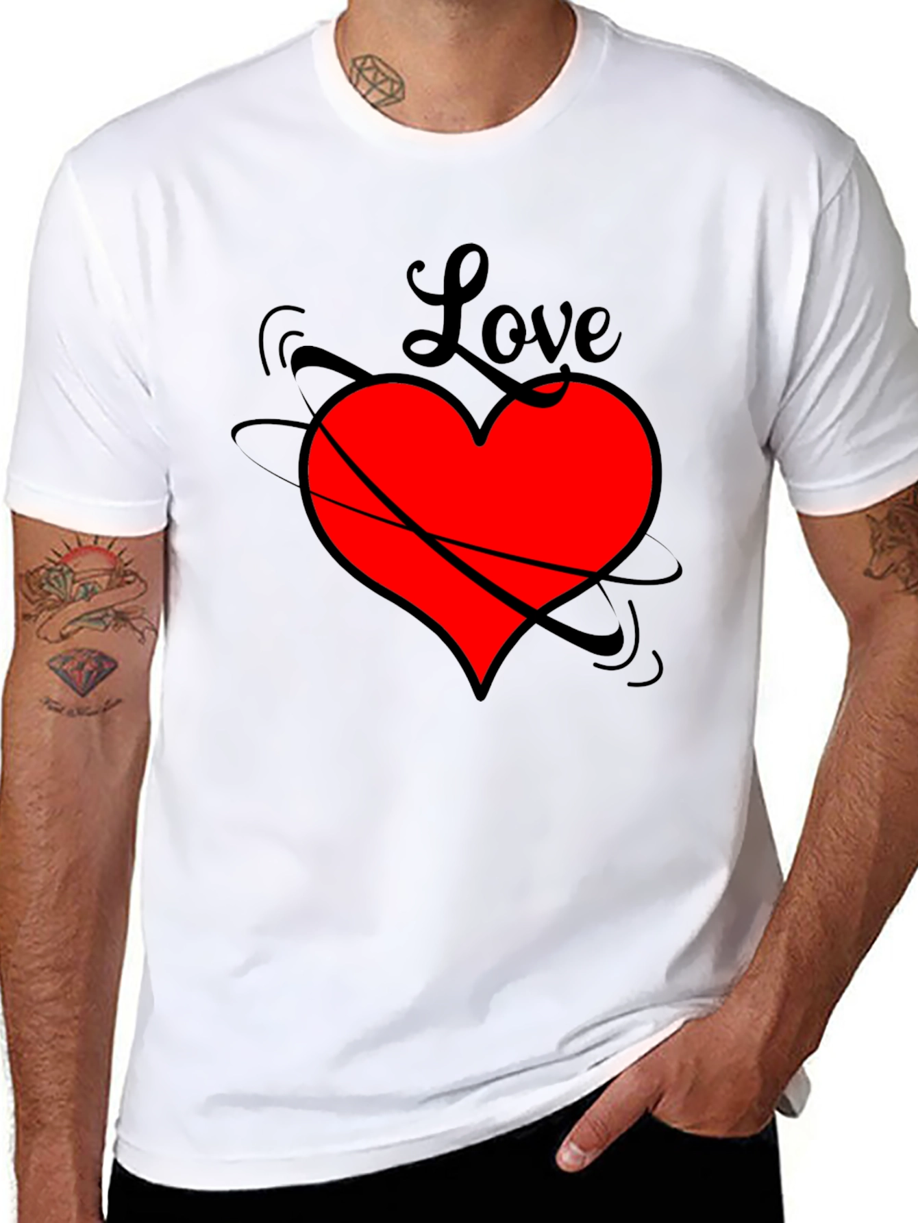 Black Love Heart Black T-Shirt - Stylish Graphic Tee view 8