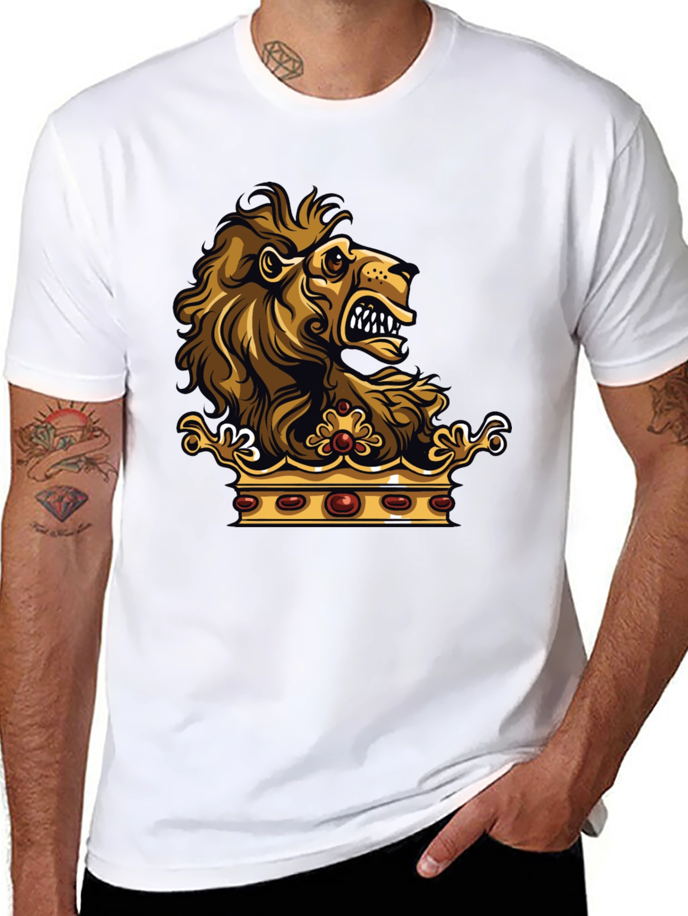 Black Lion Crown Graphic Black T-Shirt view 8