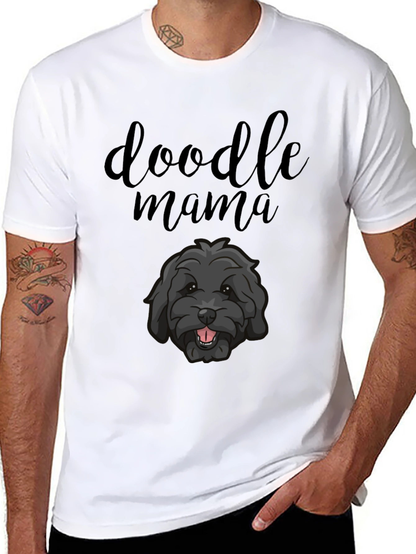 Black Doodle Mama Black T-Shirt - Dog Lover Tee view 8