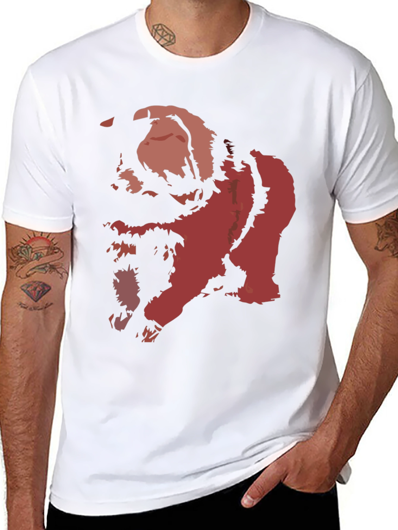 Black Bold Graphic Tee - Distressed Red Print on Black view 8