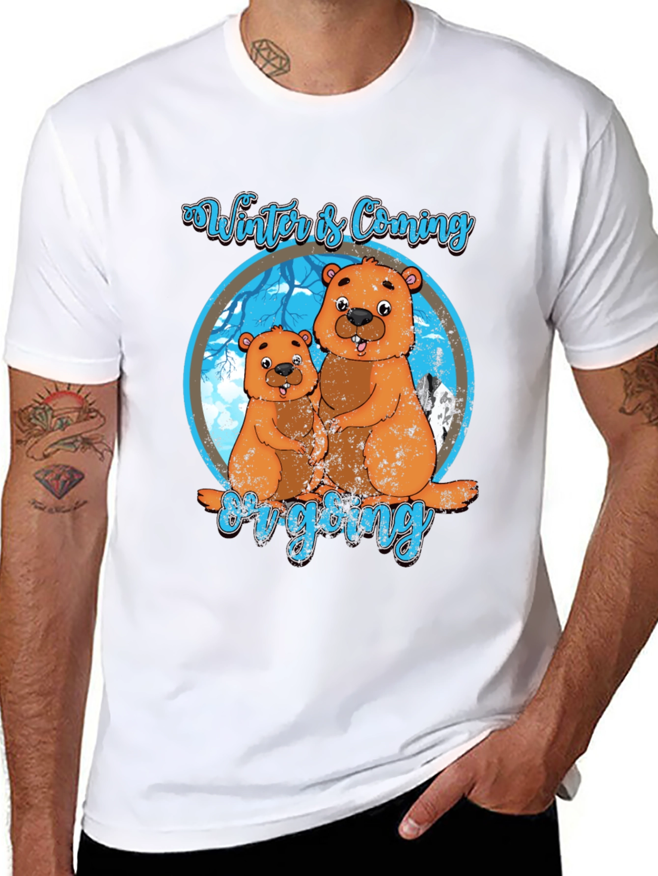 Black Winter is Coming Groundhog T-Shirt view 8