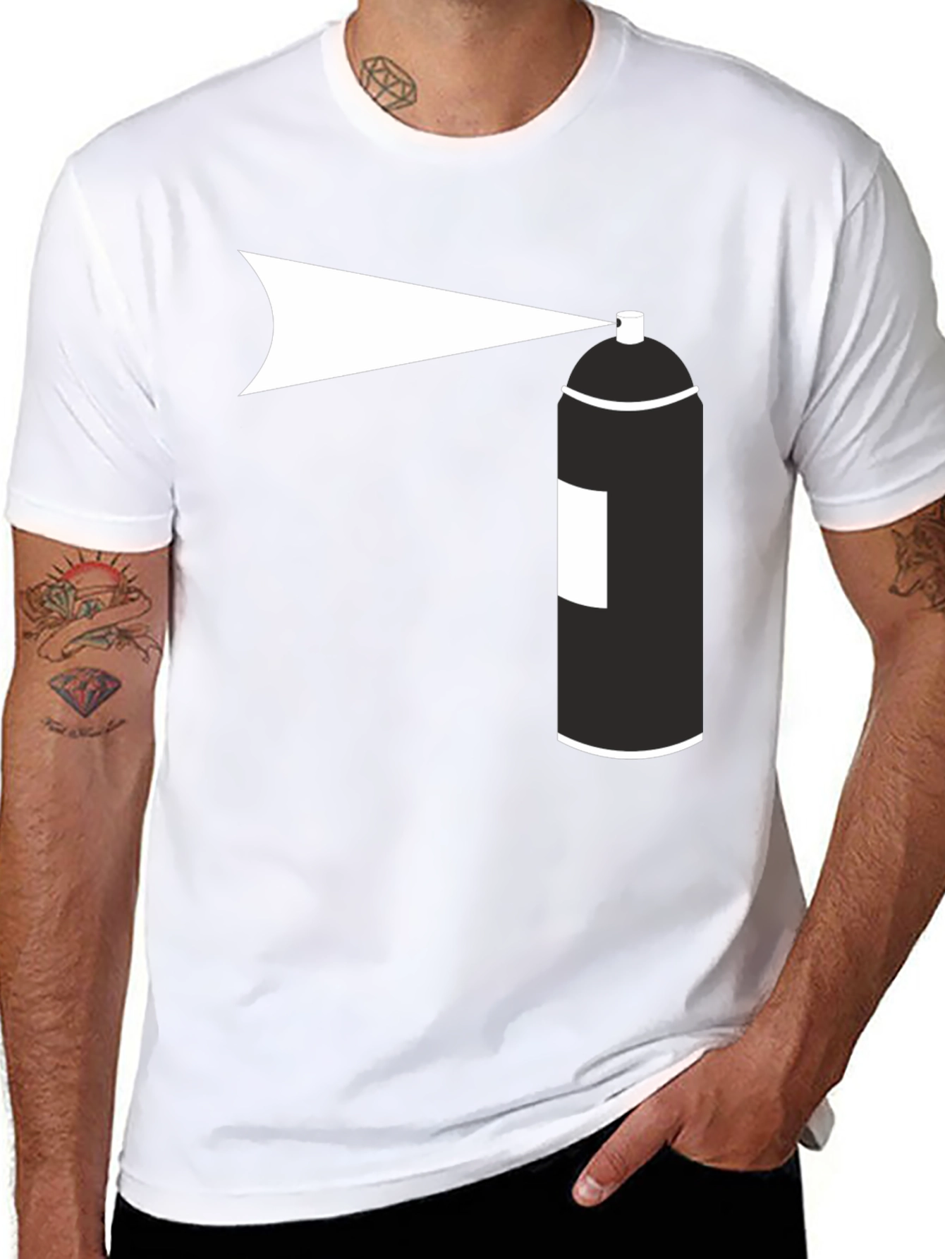 Black Spray Paint Graphic Tee - Black Cotton T-Shirt view 8