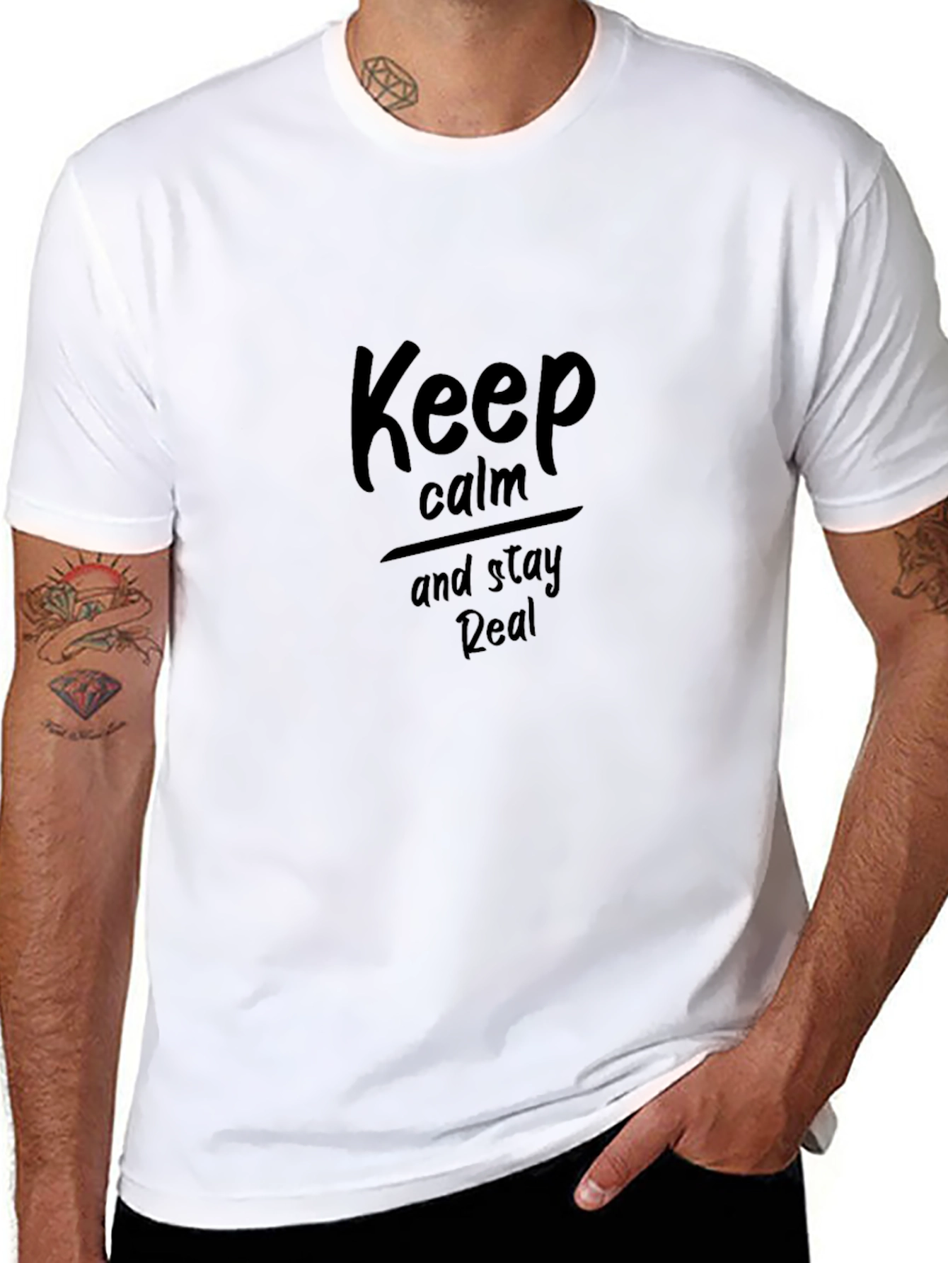Black Keep Calm Stay Real Black T-Shirt view 8