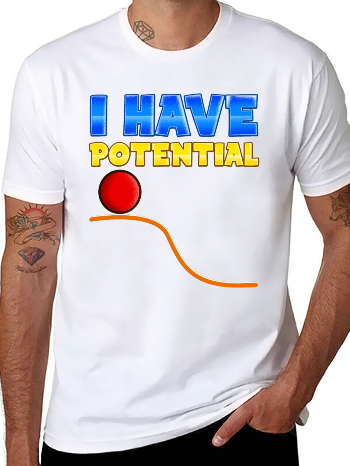 Black I Have Potential T-Shirt - Physics Pun Tee view 8