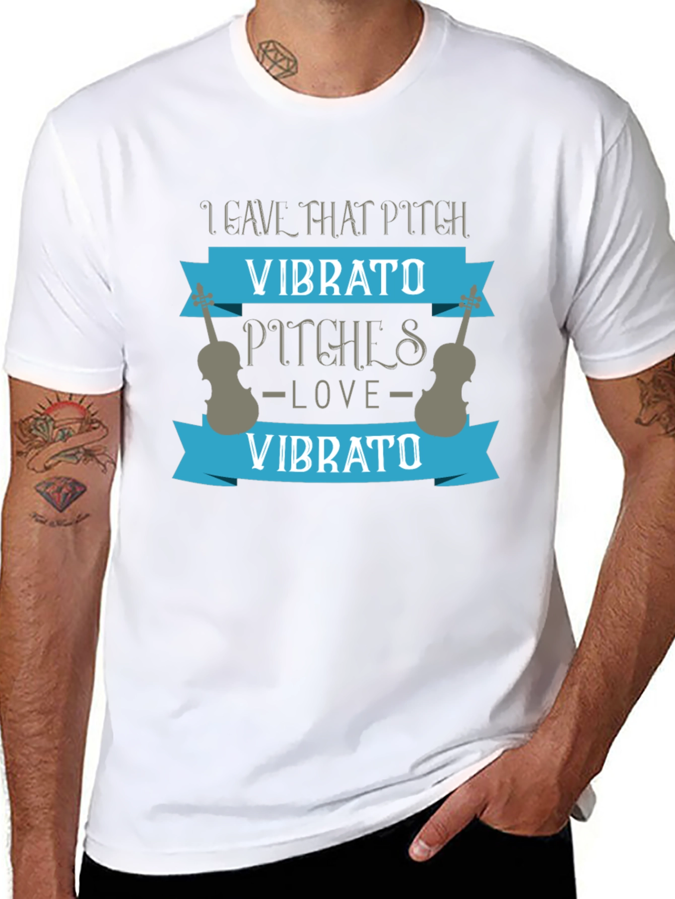 Black Vibrato Music Lover Graphic T-Shirt view 8