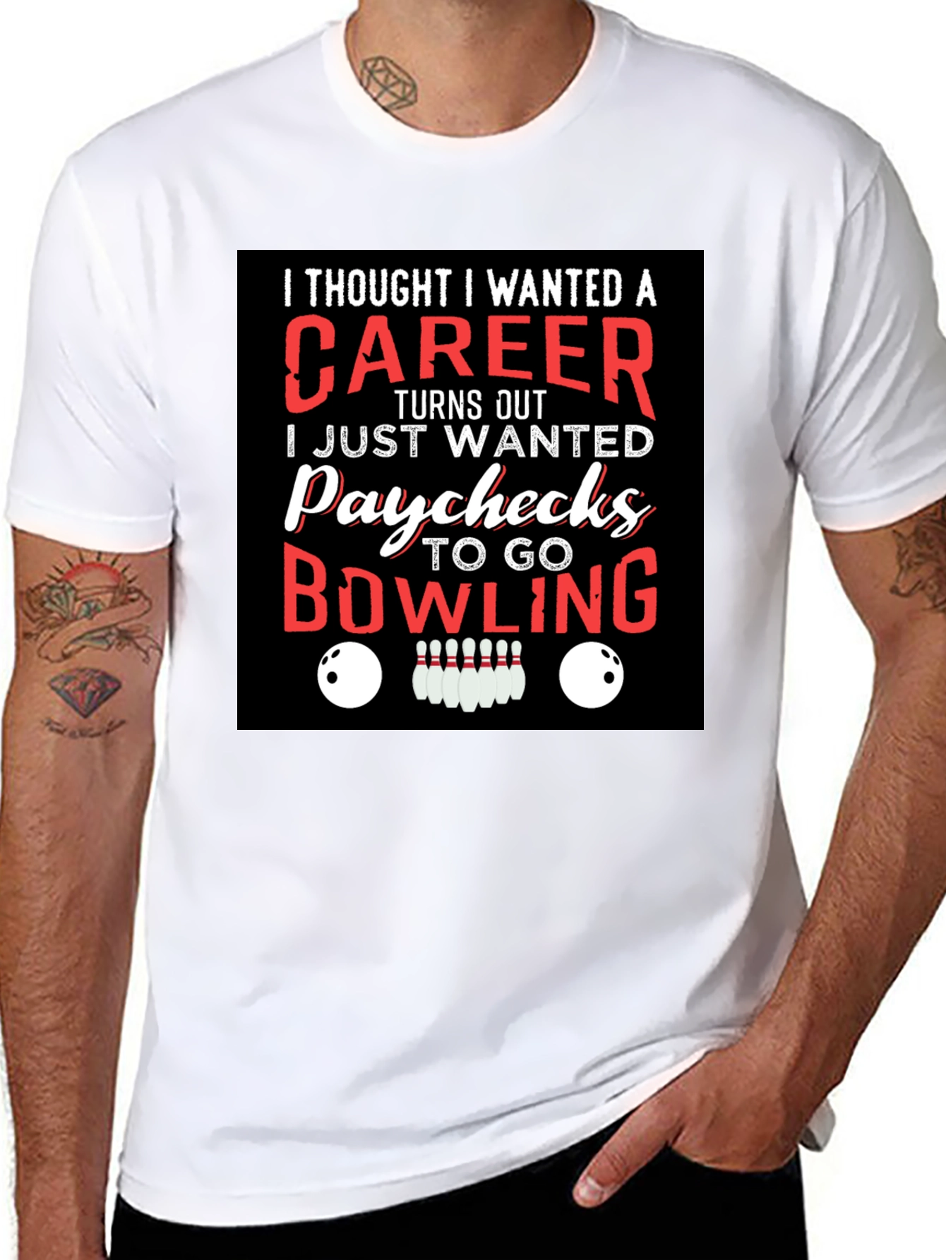 Black Bowling Paychecks Graphic T-Shirt view 8