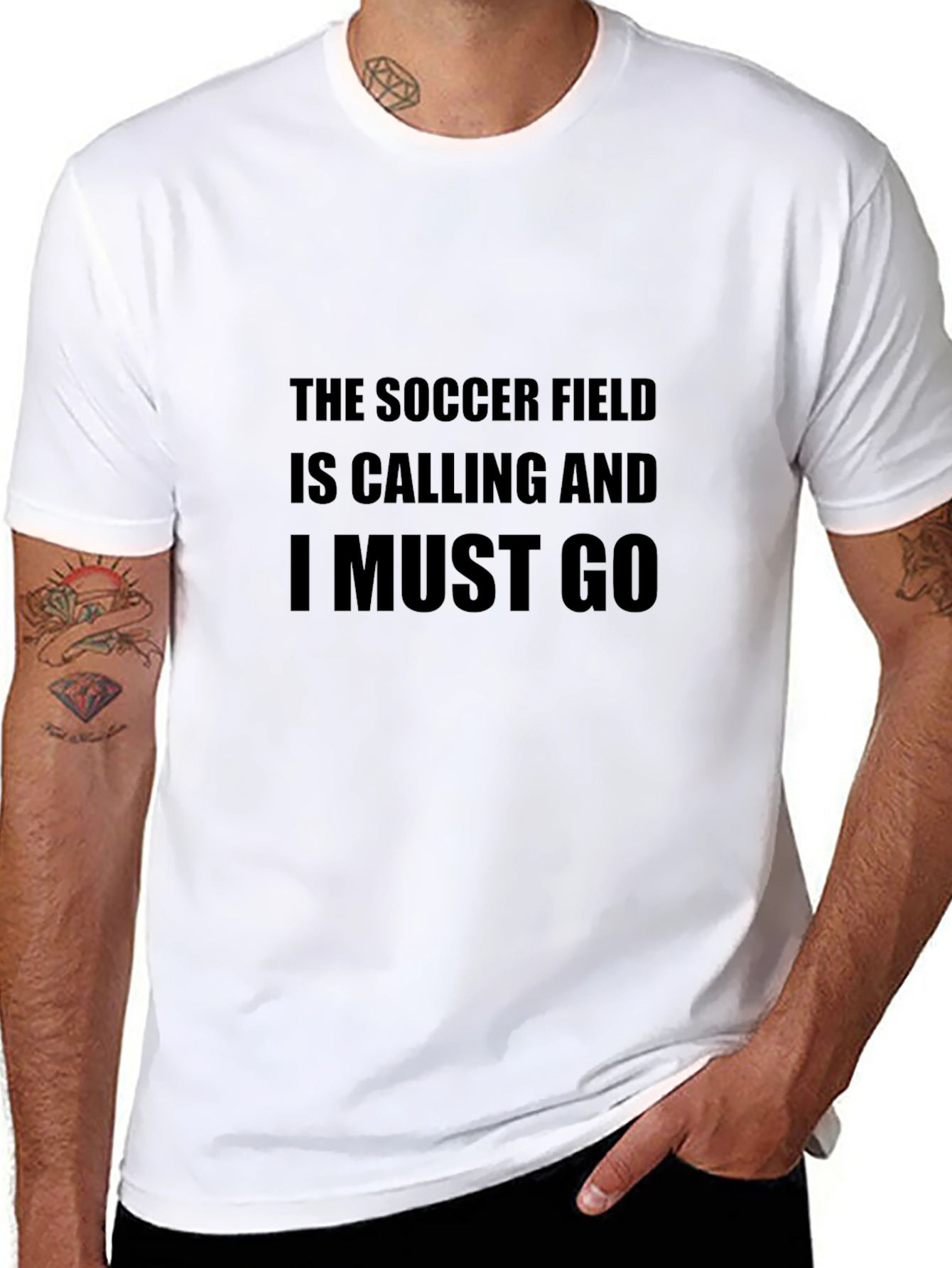 Black Soccer Field Calling T-Shirt - Must Go! Tee view 8