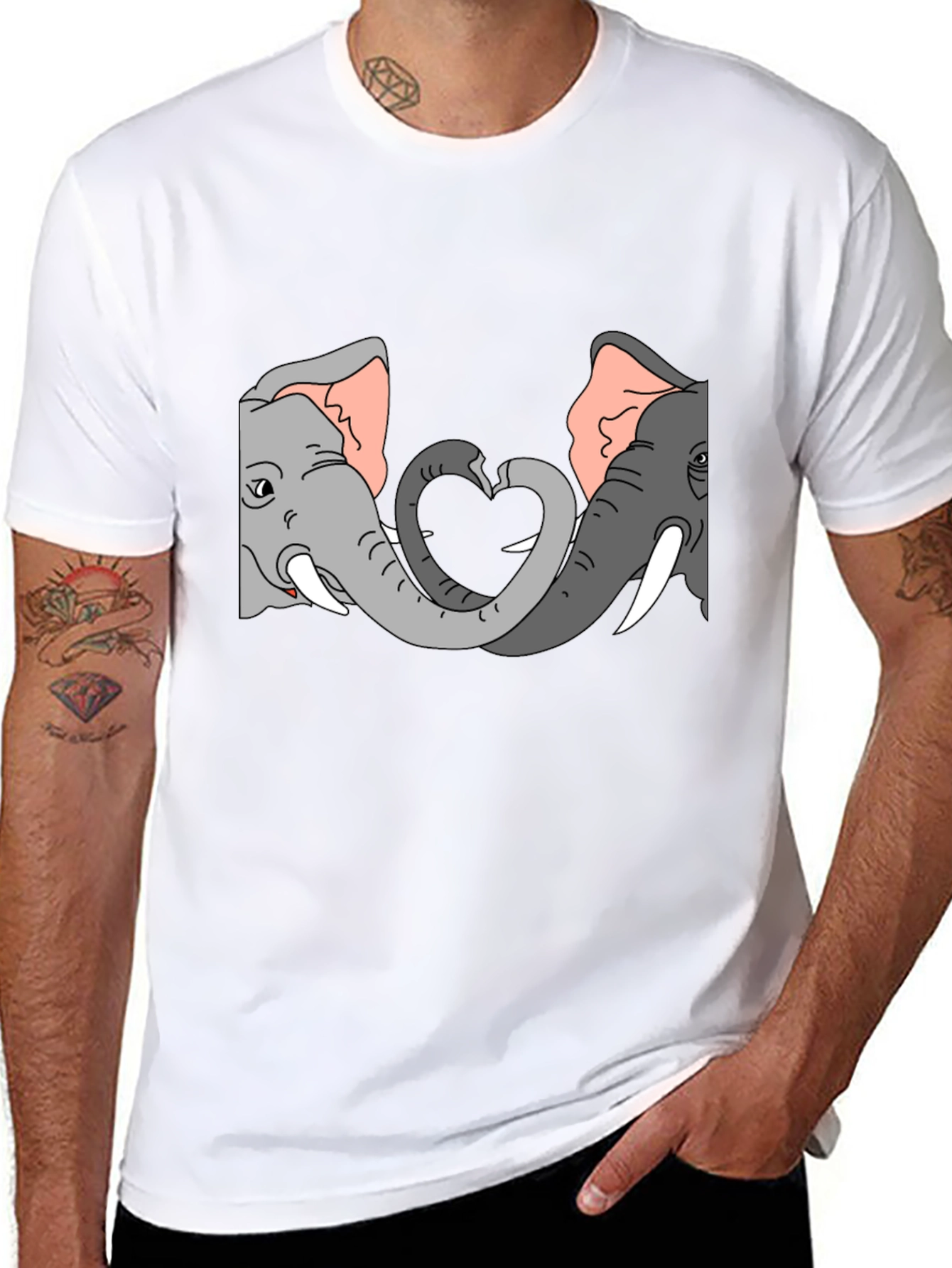 Black Elephant Love Heart Graphic Tee - Black view 8