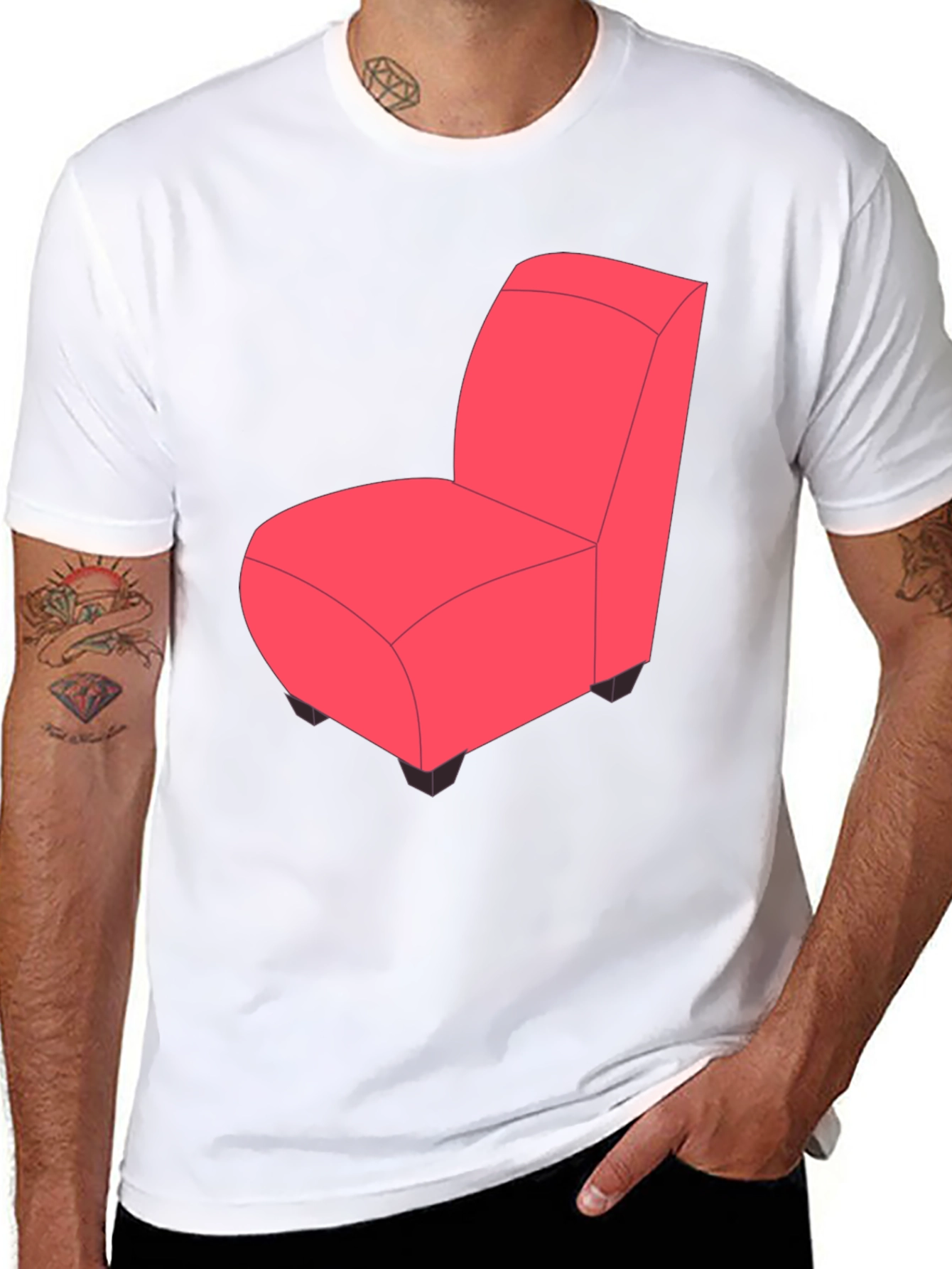 Black Novelty Chair Graphic Tee - Quirky Fun Style view 8