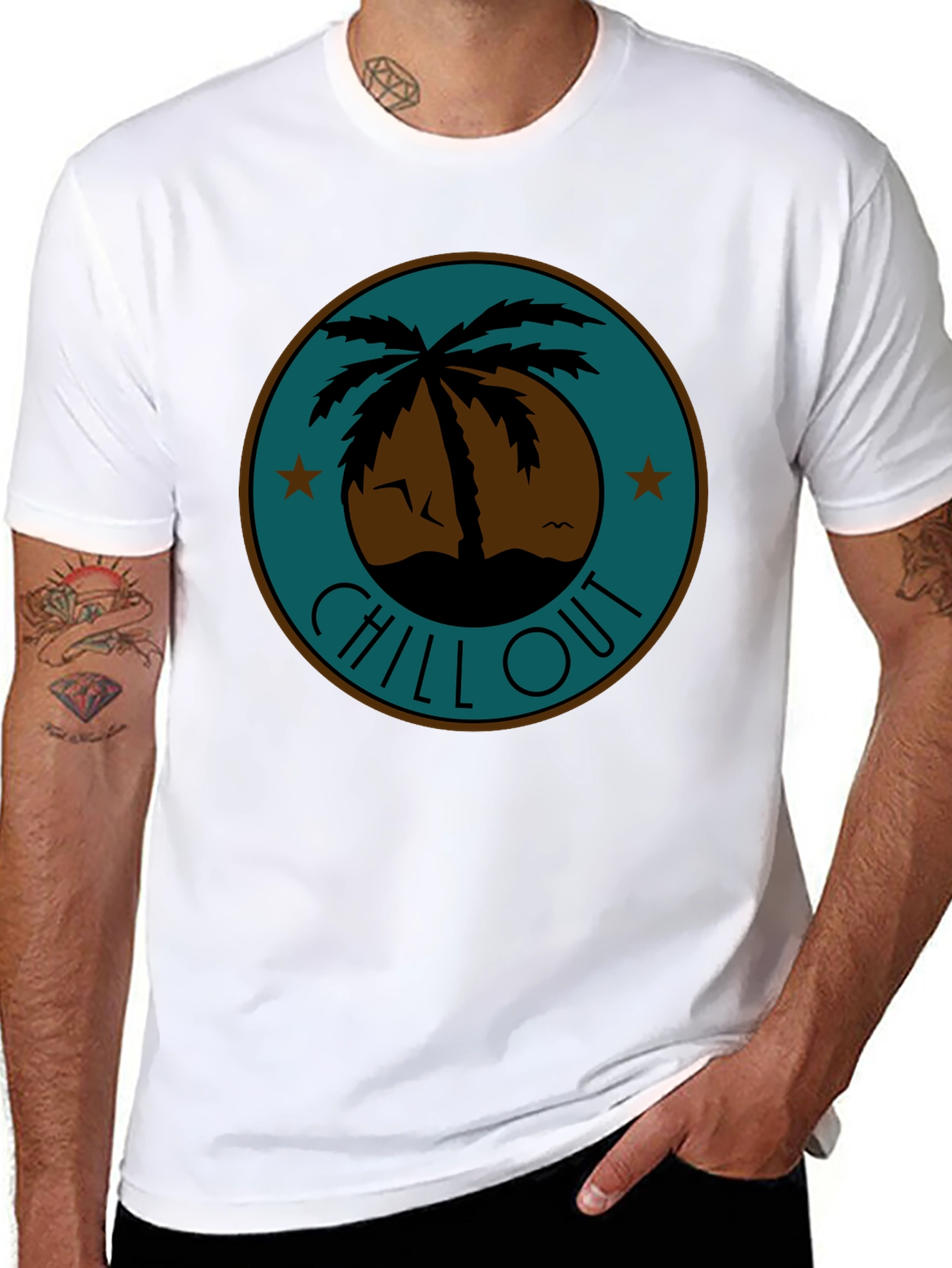 Black Chill Out Palm Tree Graphic Tee - Relaxed Fit view 8