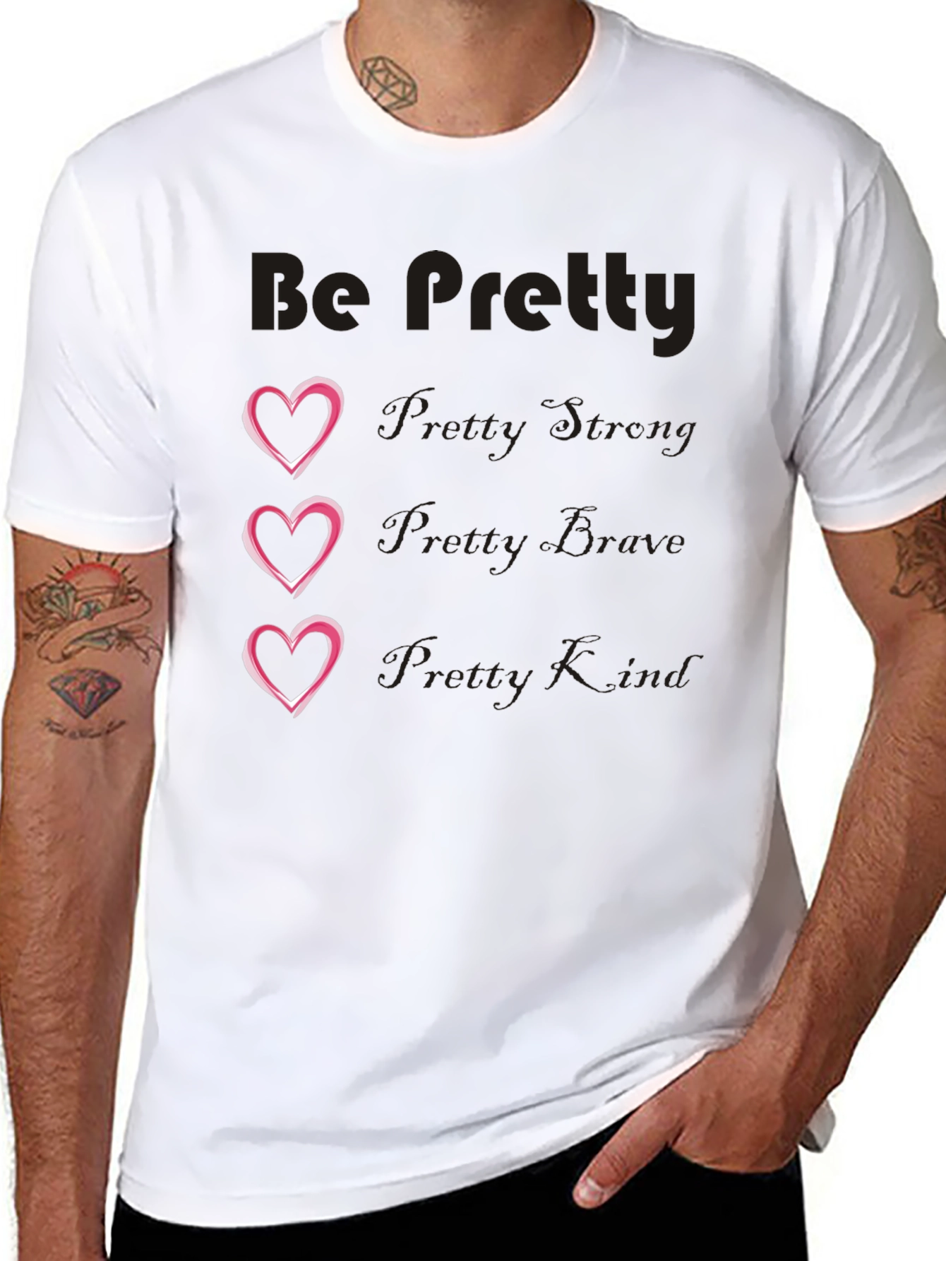 Black Be Pretty Heart Tee - Black Cotton Blend view 8
