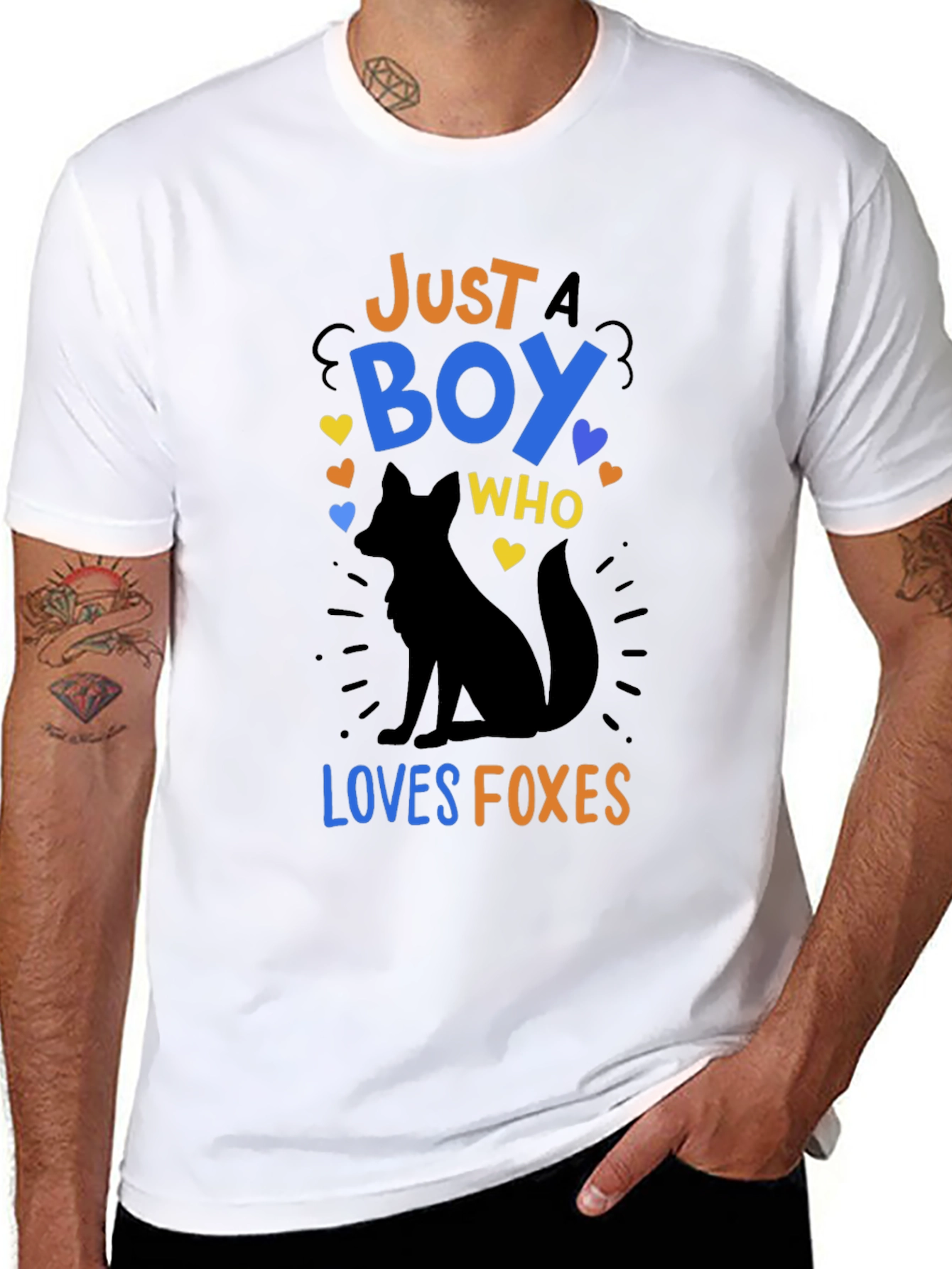 Black Just A Boy Who Loves Foxes T-Shirt view 8