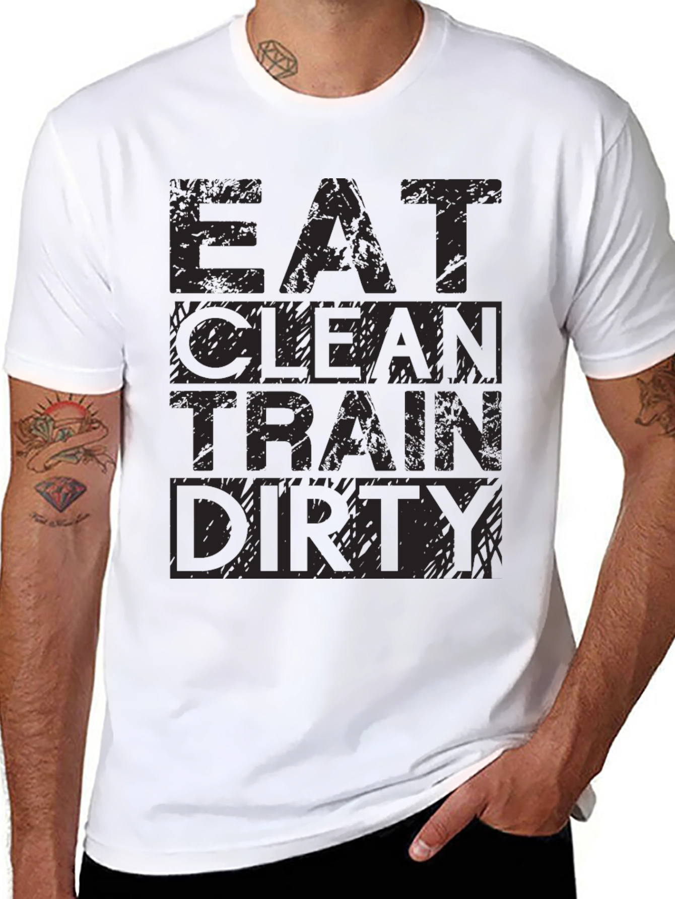 Black Eat Clean, Train Dirty Men's Graphic Tee view 8