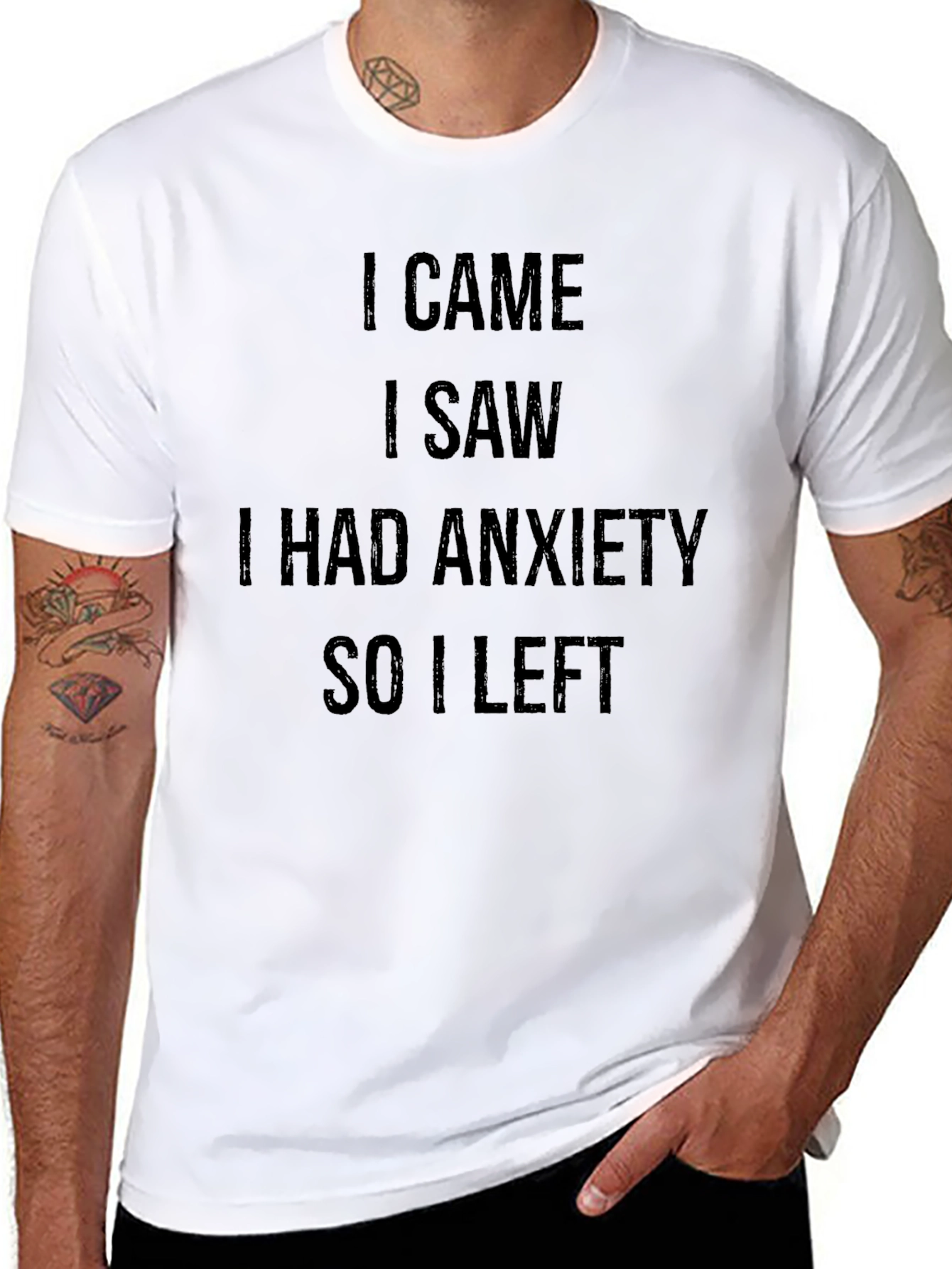 Black Anxiety Statement Black Cotton Tee view 8
