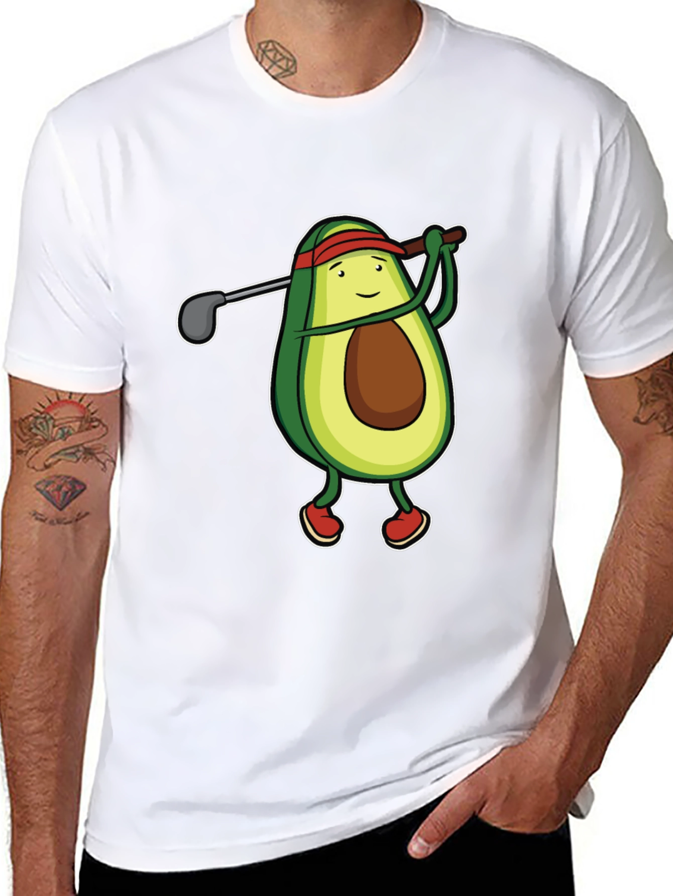 Black Avocado Golfer Funny Black T-Shirt view 8