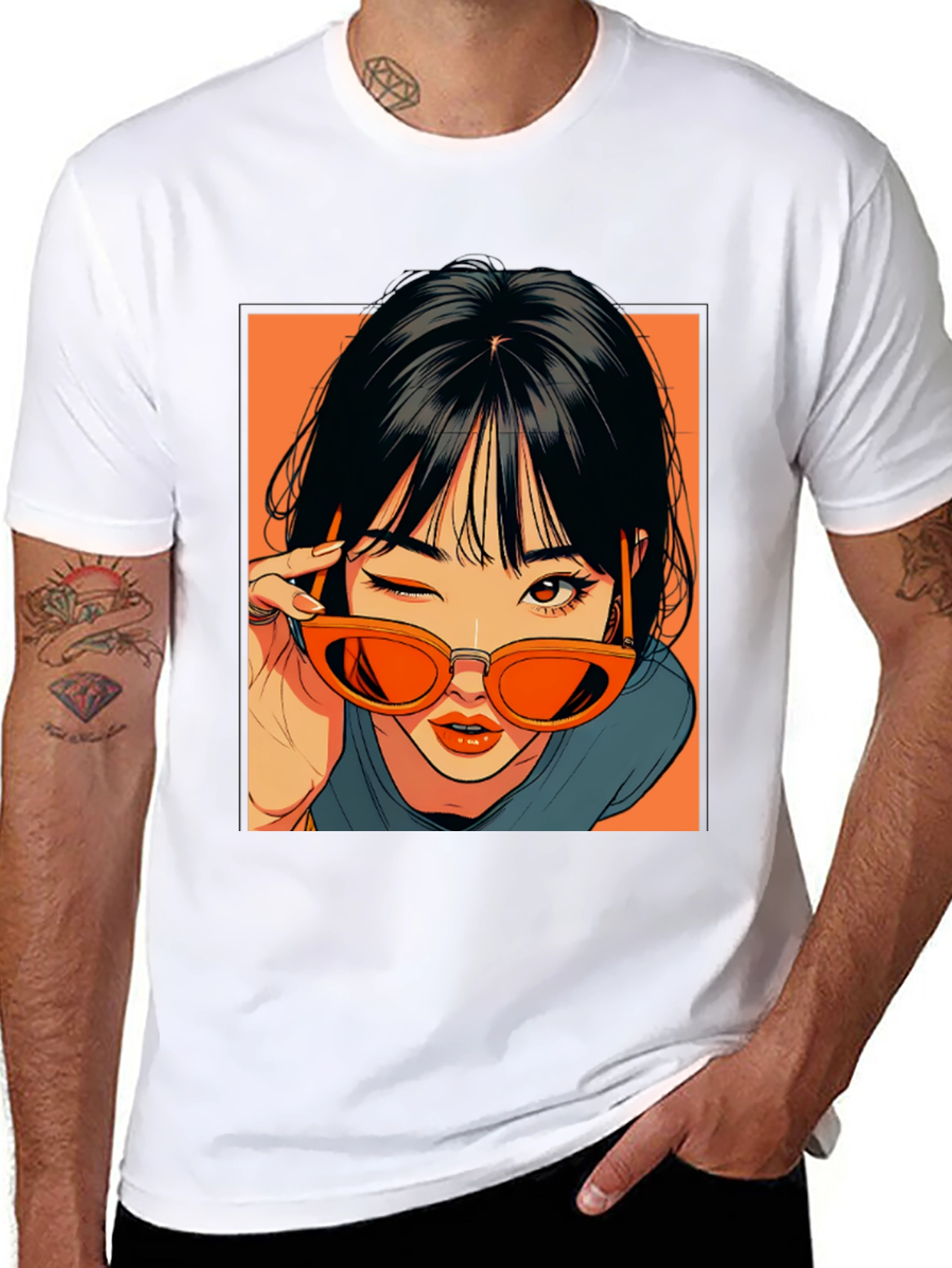 Black Anime Girl Graphic Tee - Retro Style view 8