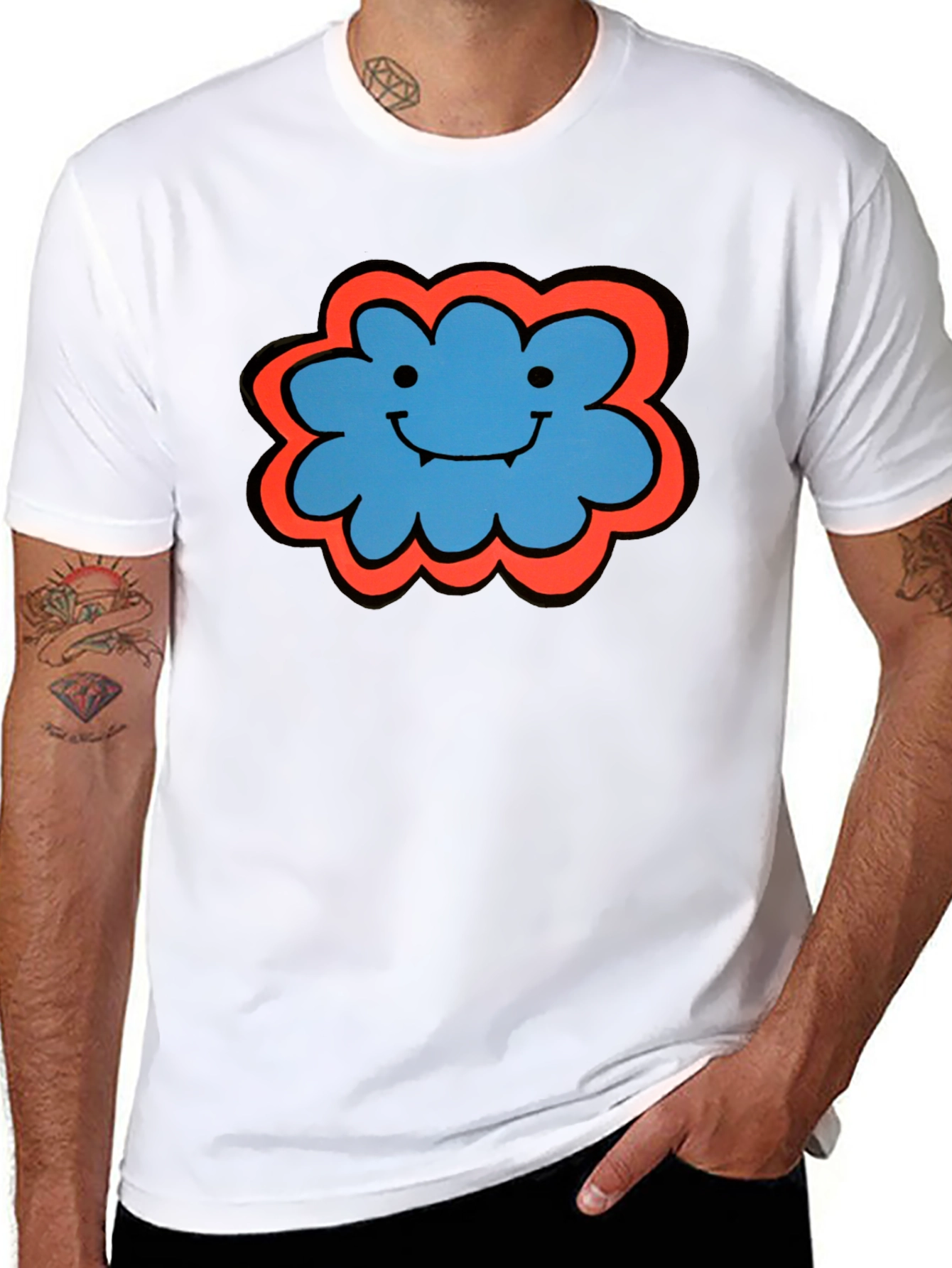 Black Whimsical Cloud T-Shirt - Soft Cotton Tee view 8