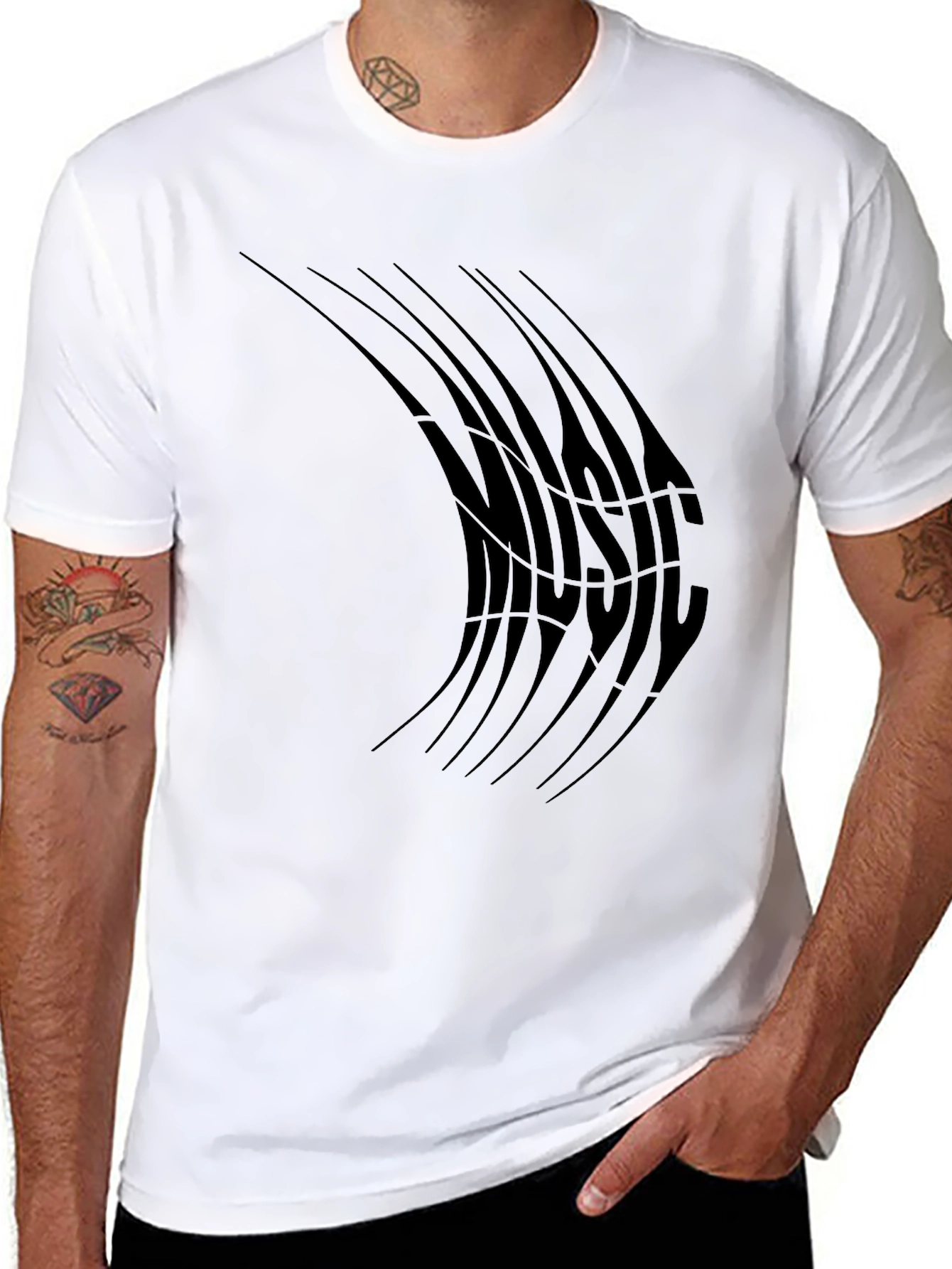 Black Abstract Music T-Shirt - Black view 8