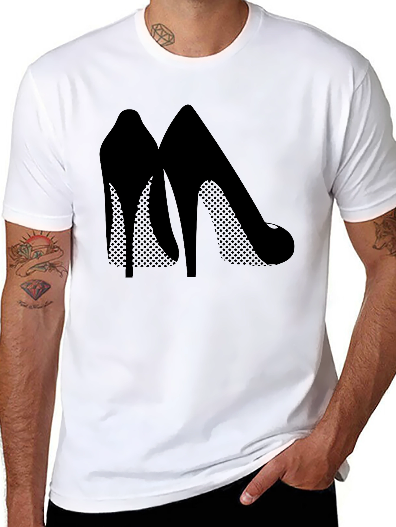 Black Stylish High Heel Silhouette Tee view 8