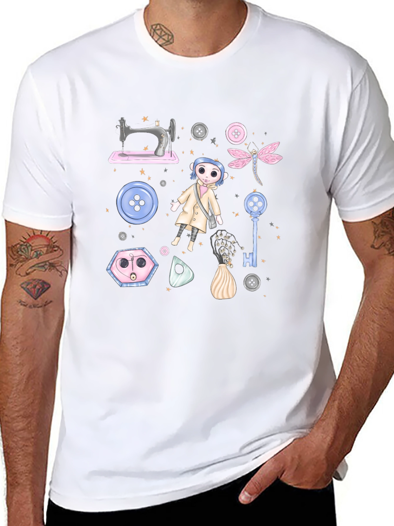 Black Novelty Coraline-Themed Graphic Tee view 8